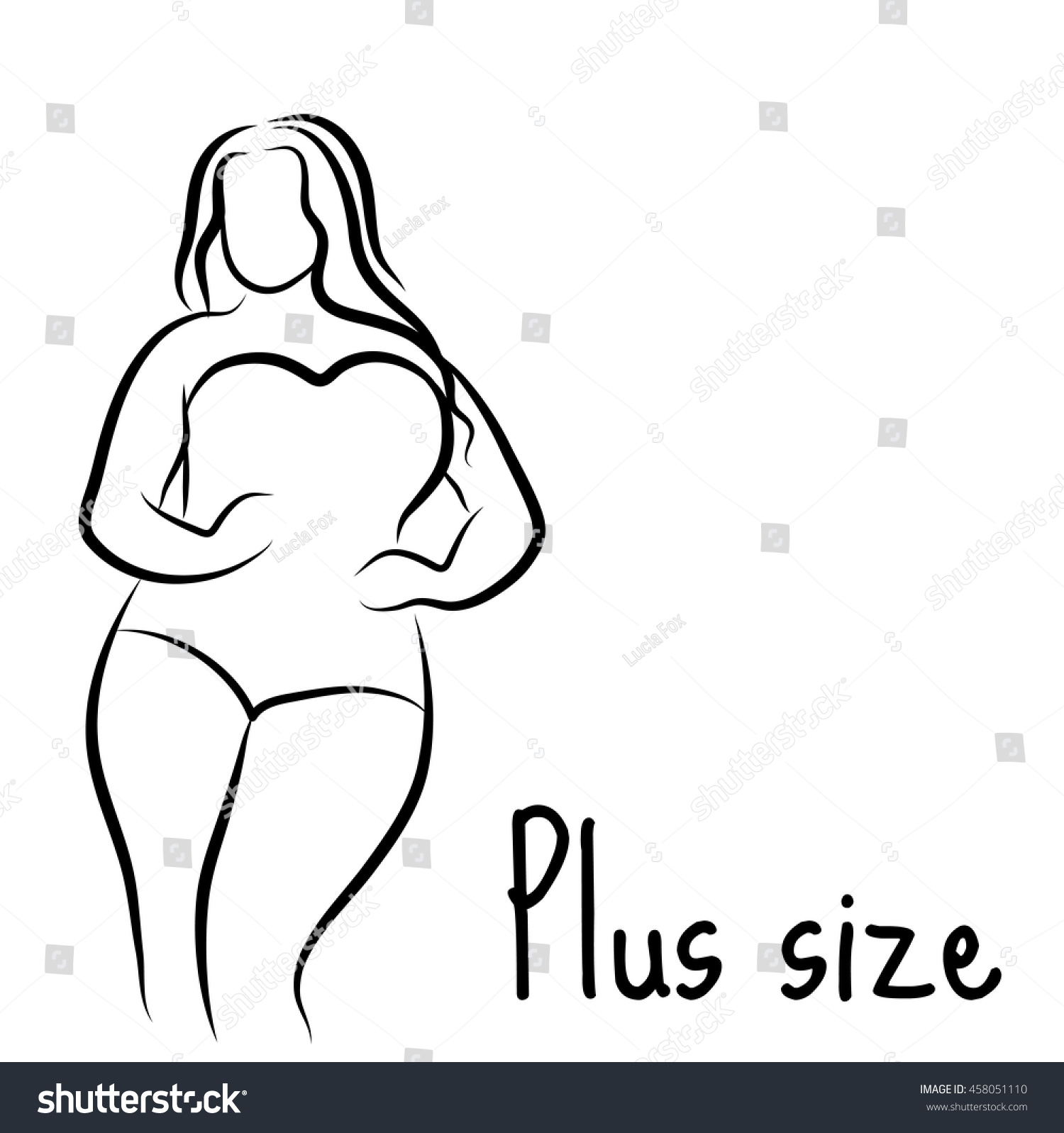 Girl Silhouette Sketch Plus Size Model Stock Vector Royalty Free Shutterstock