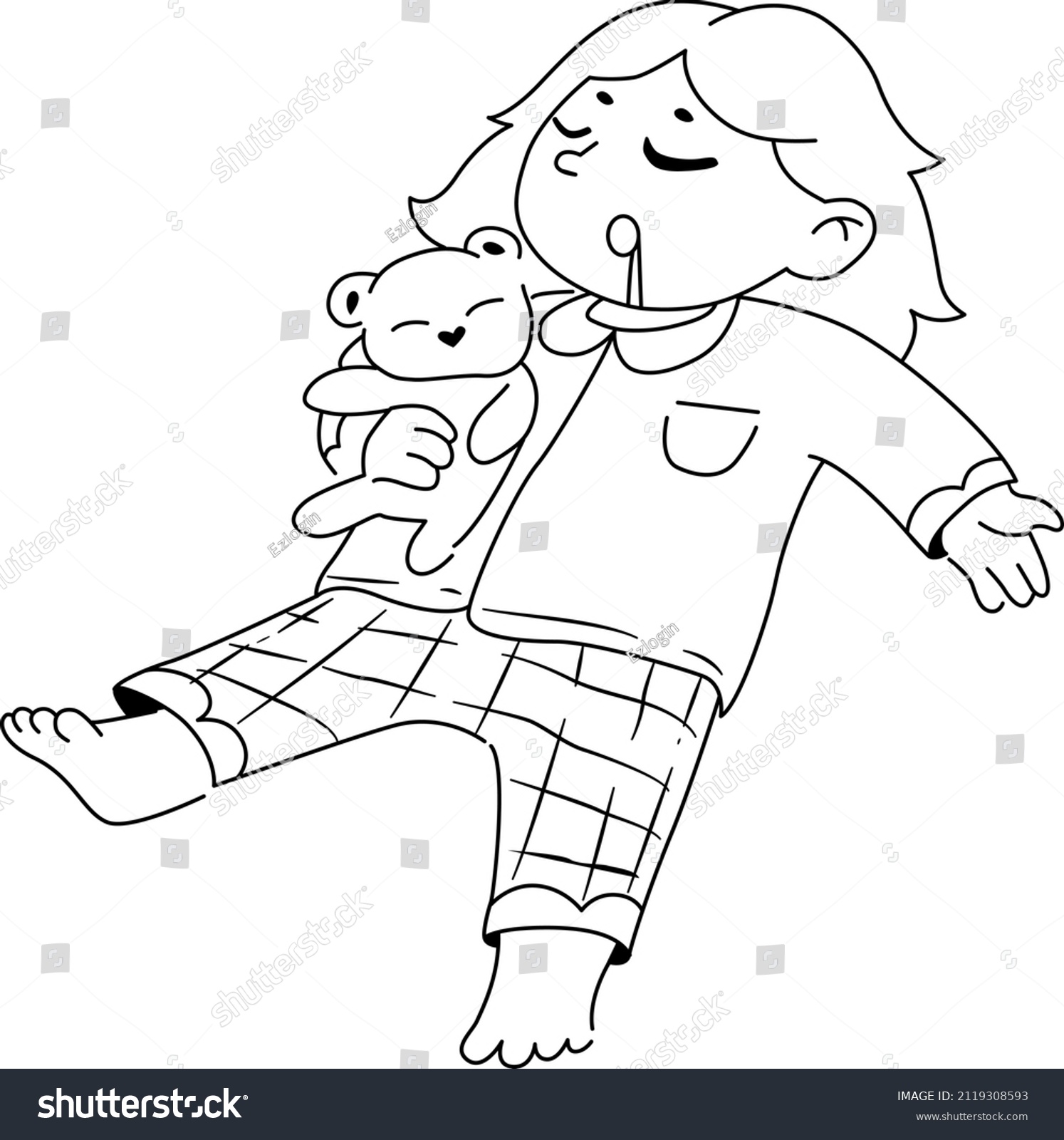 Girl Sleeping Her Teddy Bear Stock Vector (Royalty Free) 2119308593 ...