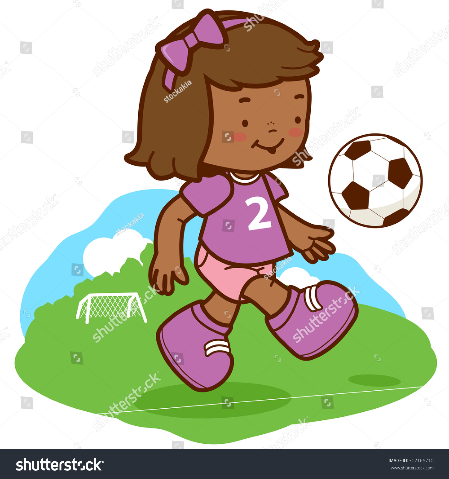 Girl Soccer Player. Vector Illustration Of A Cute Black Girl Soccer ...