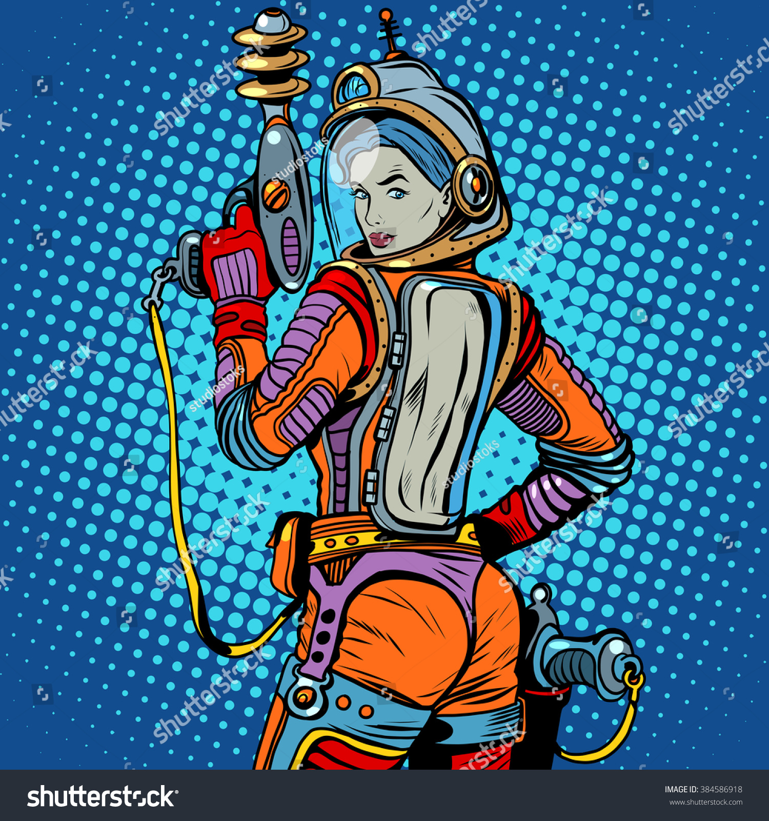 Uncategorized Girlspace girl space marine science fiction retro stock vector 384586918 retro