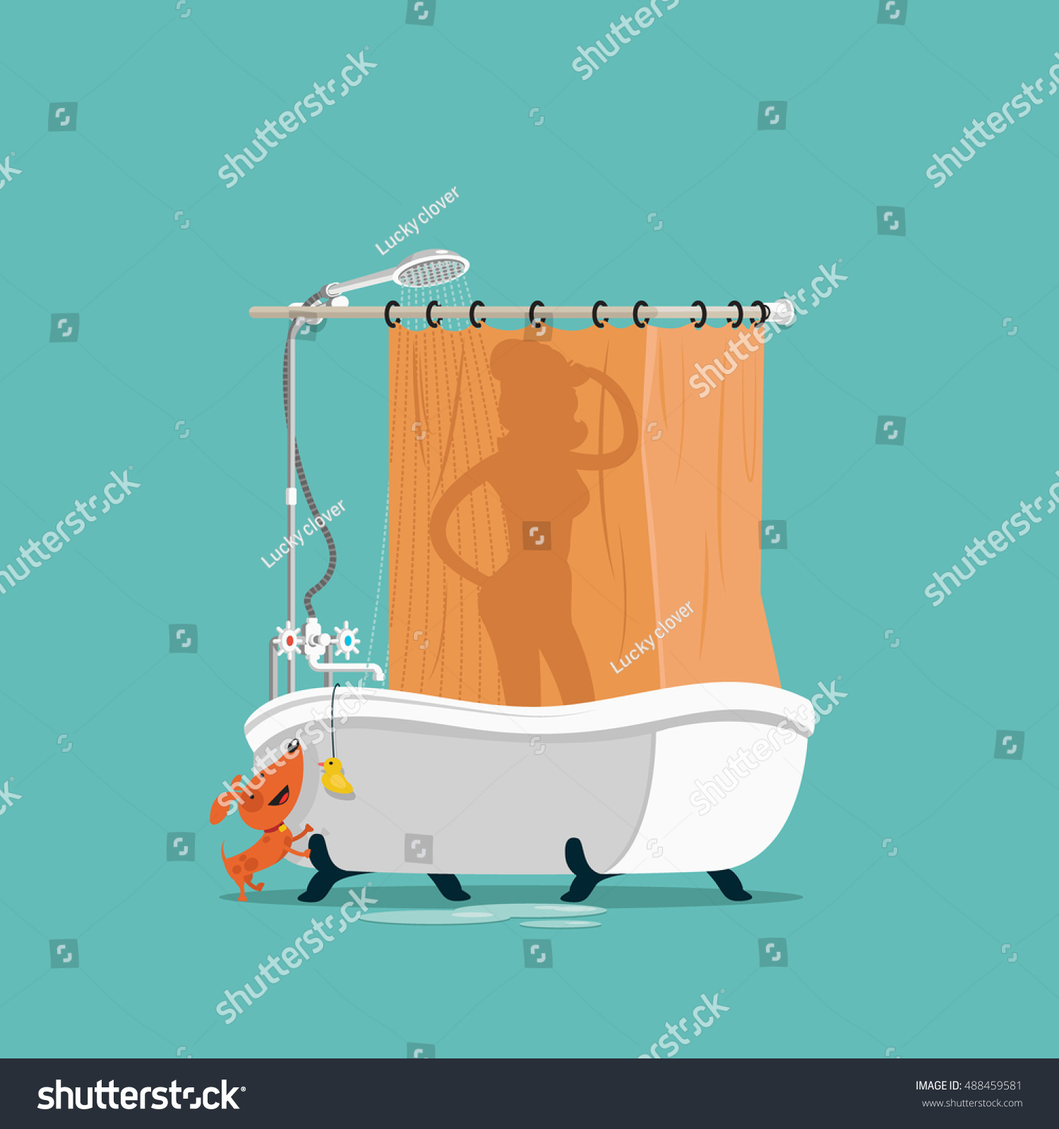 Girl Takes Bath Vector Illustration Stock Vector Royalty Free 488459581 5793