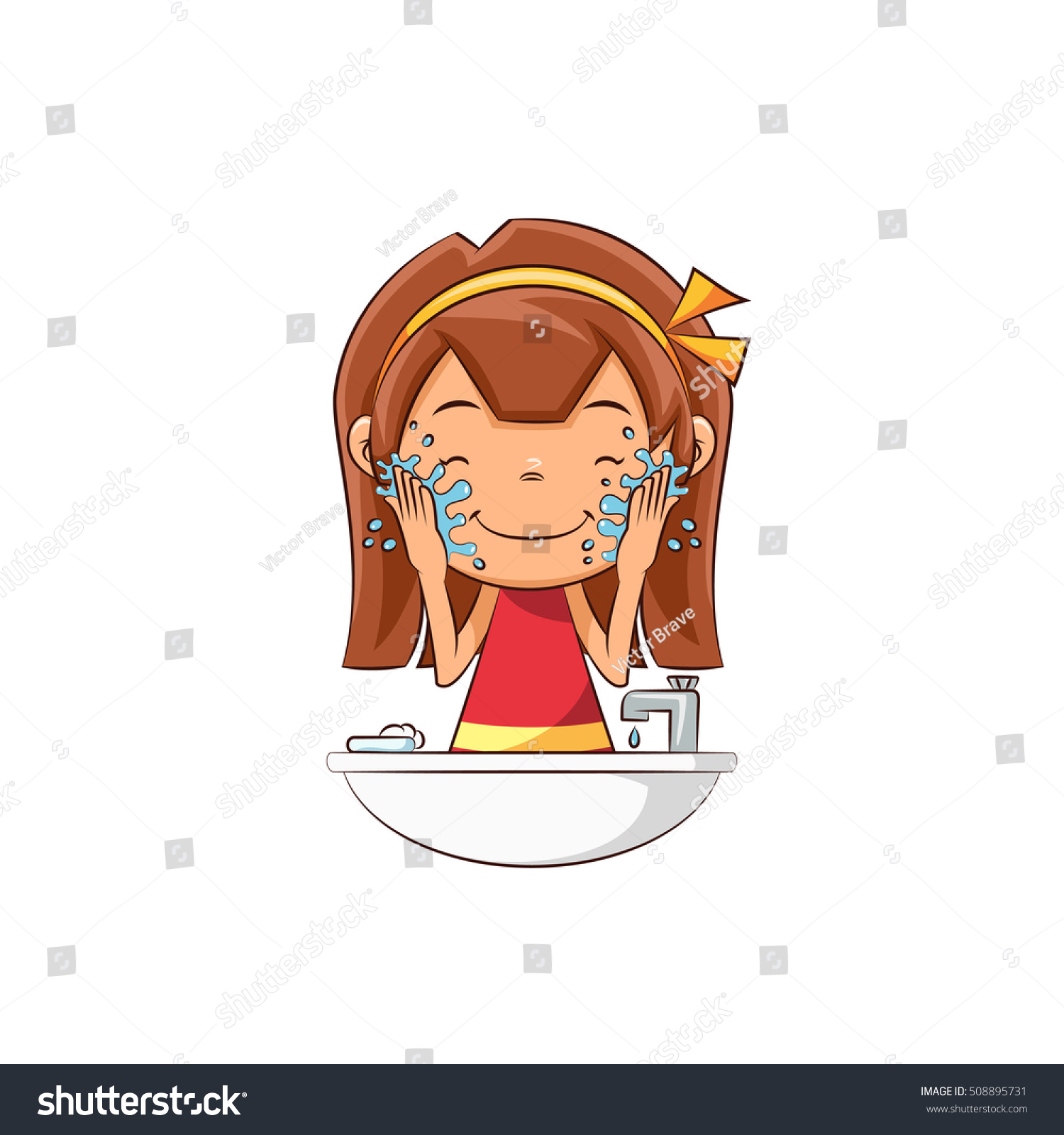 2 794 Child Washing Face Stock Illustrations Images Vectors   Stock Vector Girl Washing Face 508895731 