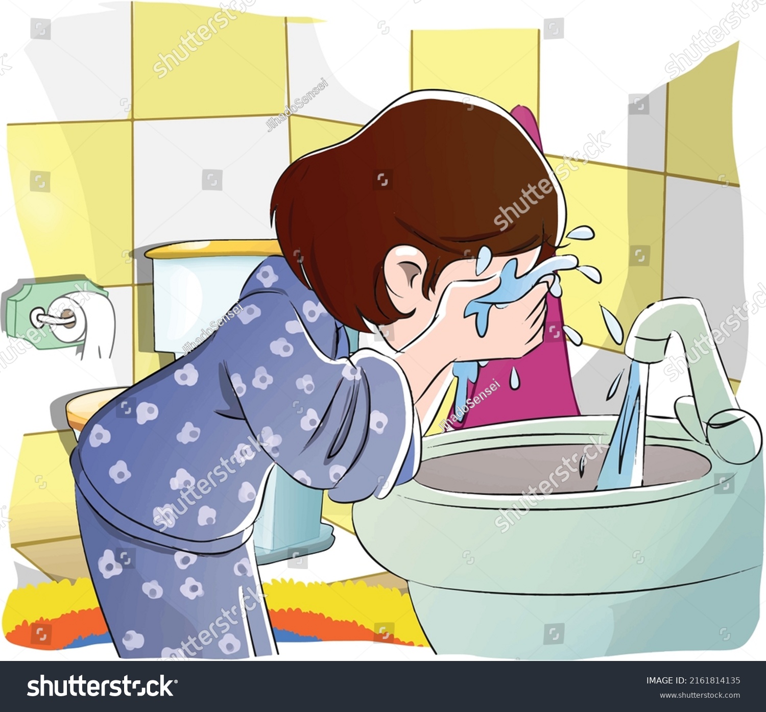 Girl Washing Her Face Wash Your Stock Vector Royalty Free 2161814135 Shutterstock 5785