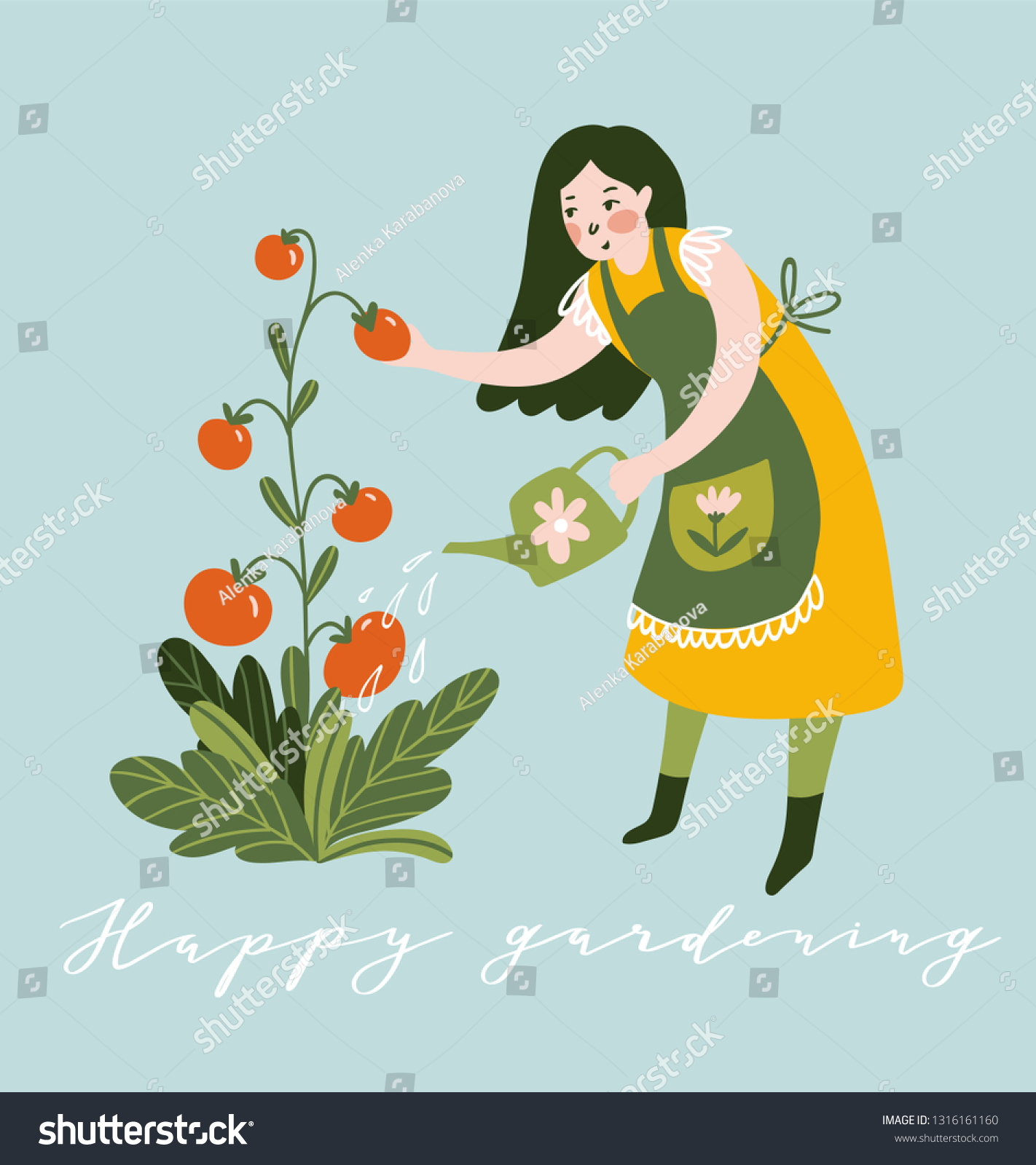 水やりの缶に水をやる女の子の植物 庭や農場で働く若い女性 文字とベクターイラスト ハッピーガーデニング のベクター画像素材 ロイヤリティフリー 水やりの缶に水をやる女の子の植物 庭や農場で働く若い女性 文字とベクターイラスト ハッピーガーデニング のベクター画像素材 ロイヤリティフリー