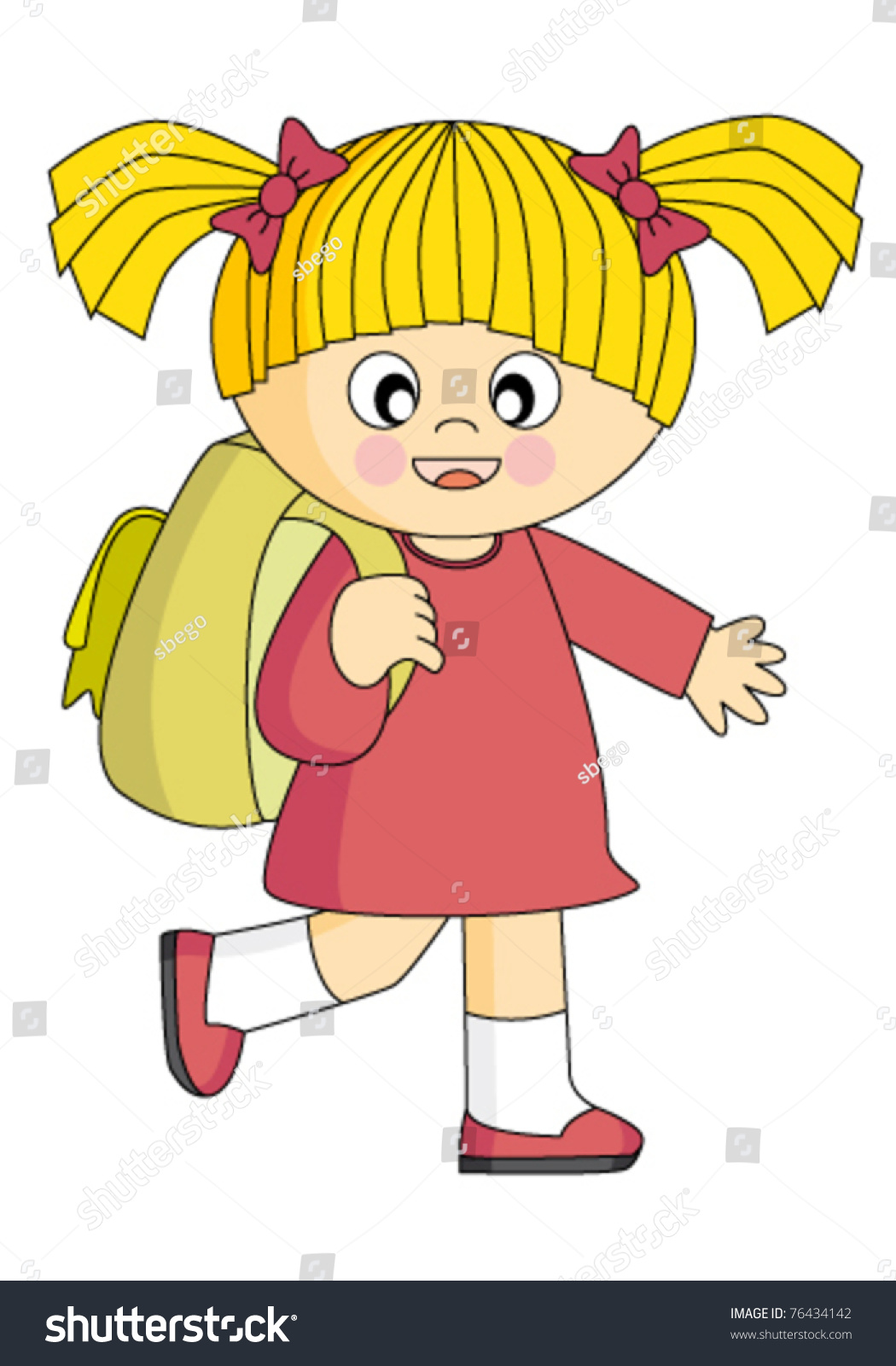 Girl Who Goes School Backpack Stock Vector 76434142 - Shutterstock