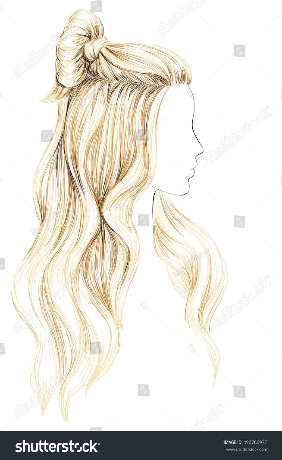 Girl Long Blond Hair Woman Hairstyle Stock Vektorgrafik