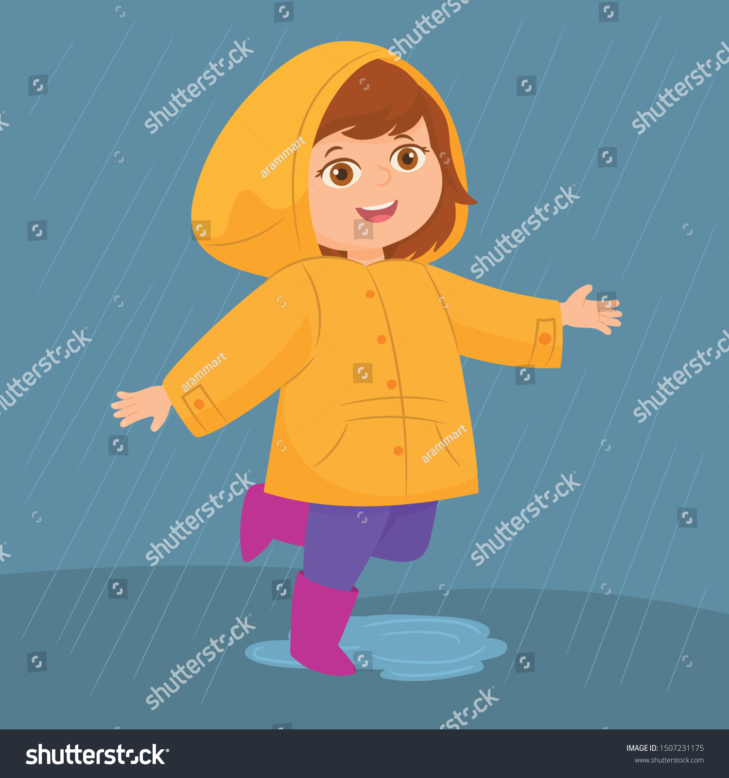 Girl Raincoat Rain Stock Vector (Royalty Free) 1507231175