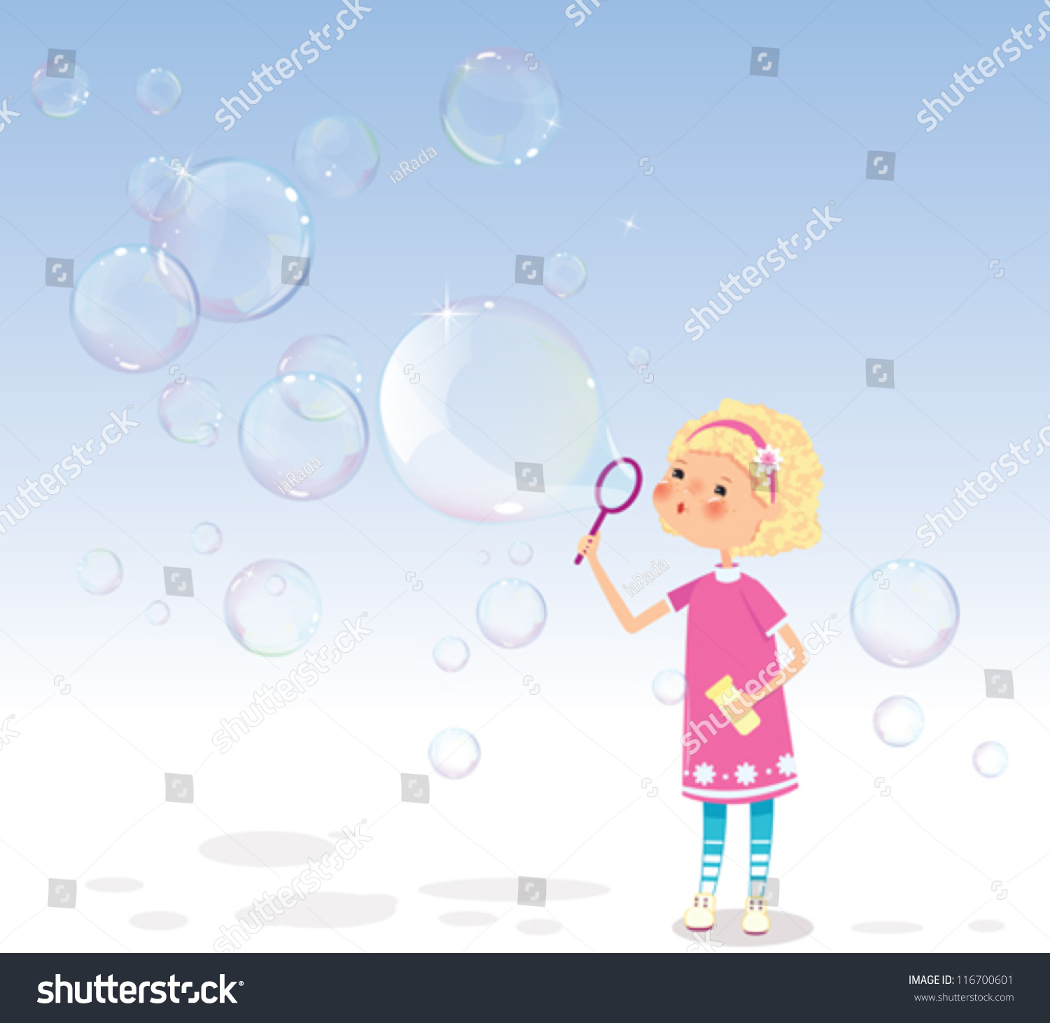 Girl With Soap Bubbles Stock Vector 116700601 : Shutterstock