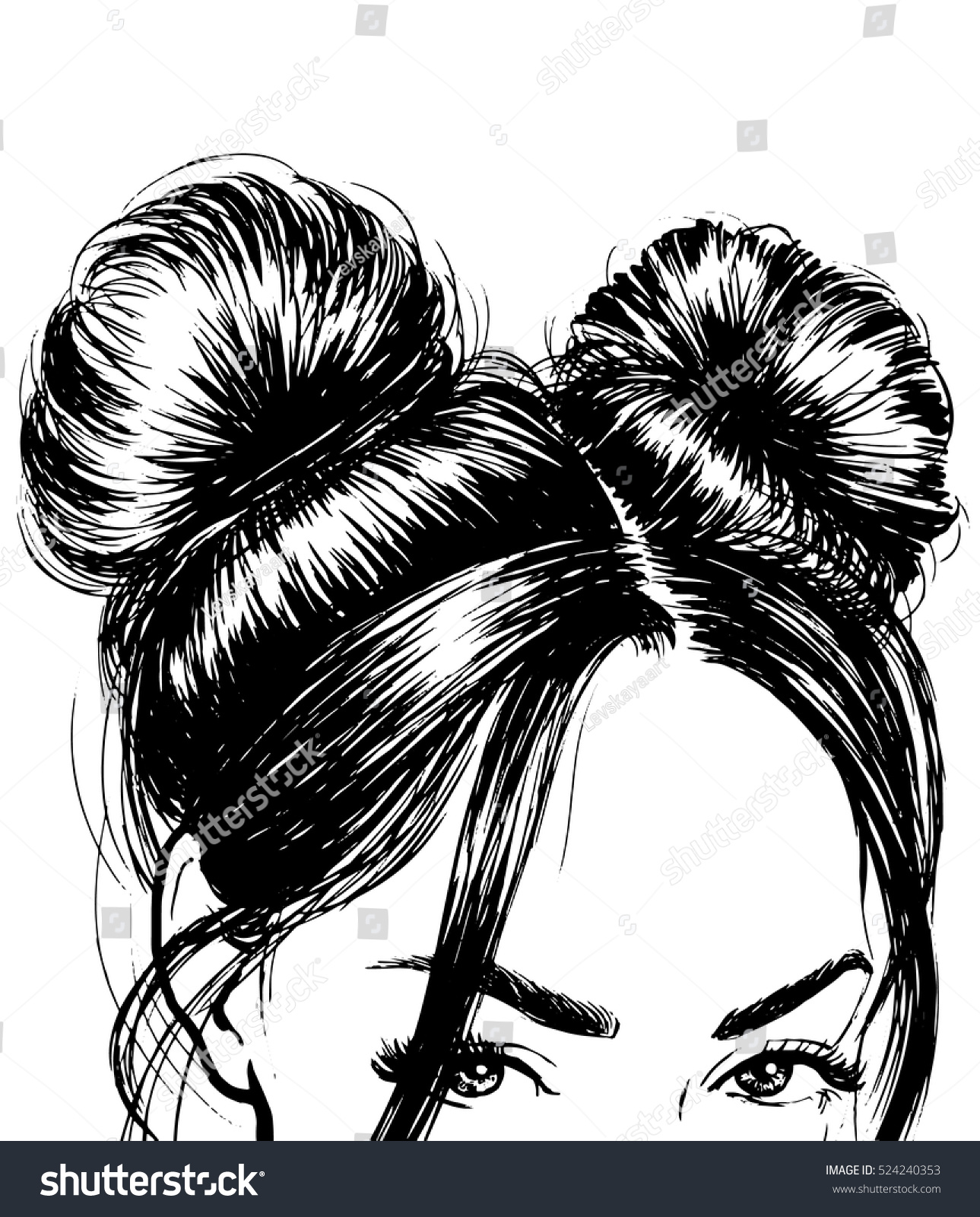 Girl Space Buns Stock Vector Royalty Free 524240353