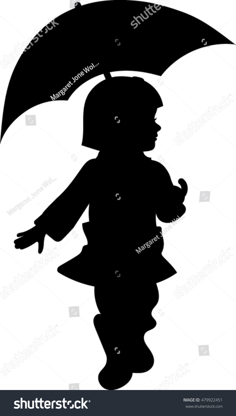 Printable Girl With Umbrella Silhouette