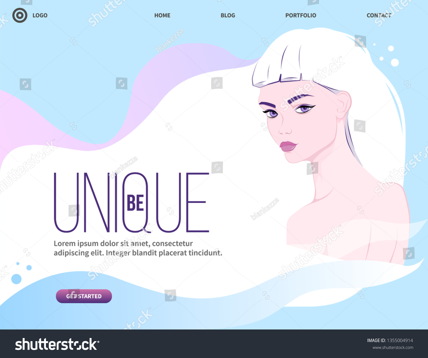 Girl Violet Eyes White Hair On Stock Vector Royalty Free 1355004914