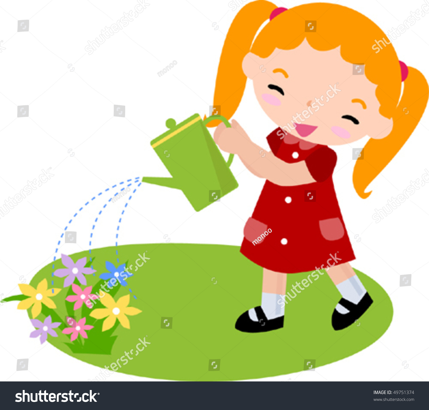 Girl Watering Can Stock Vector 49751374 - Shutterstock