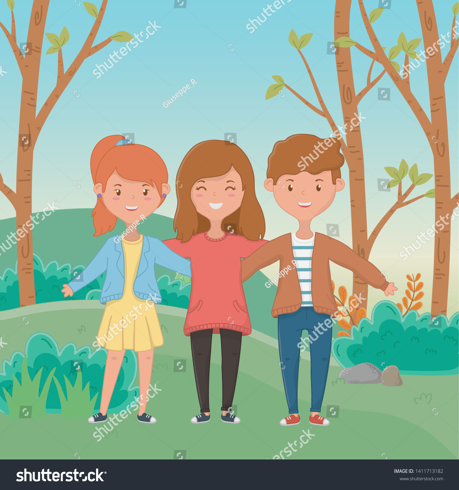 Girls Boy Friendship Design Stock Vector (Royalty Free) 1411713182 ...