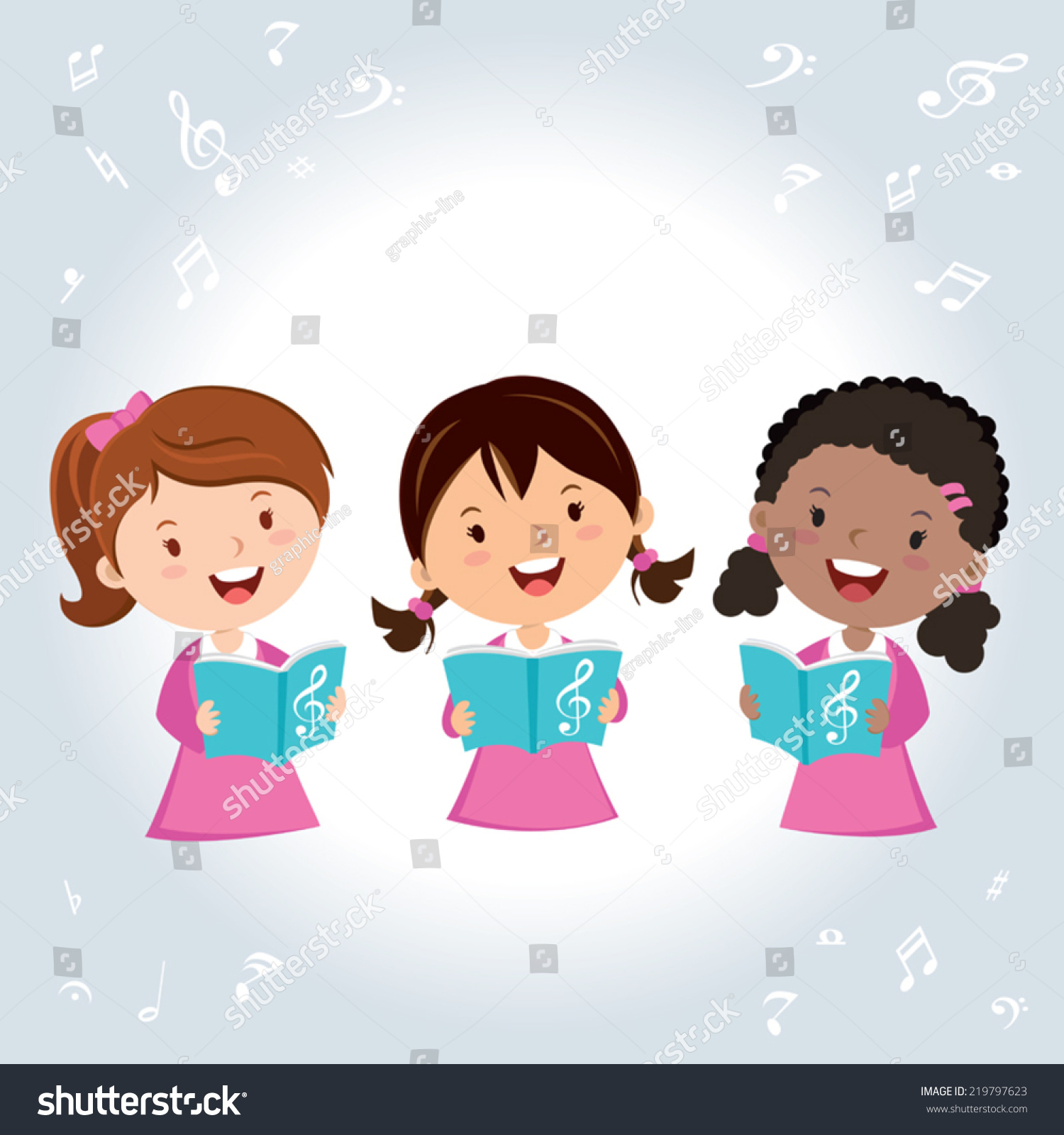 Girls Choir. Children Choir Singing. Stock Vector Illustration ...