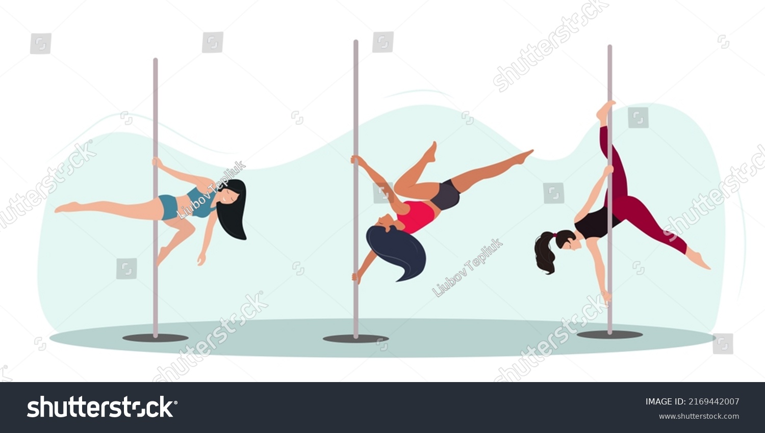 Girls Dancing On Pylon Pole Dance Stock Vector Royalty Free 2169442007 Shutterstock