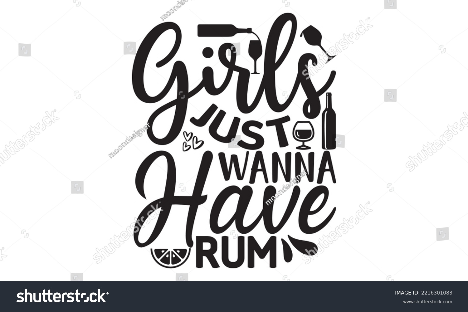 SVG of Girls just wanna have rum - Alcohol SVG T Shirt design, Girl Beer Design, Prost, Pretzels and Beer, Vector EPS Editable Files, Alcohol funny quotes, Oktoberfest Alcohol SVG design,  EPS 10 svg