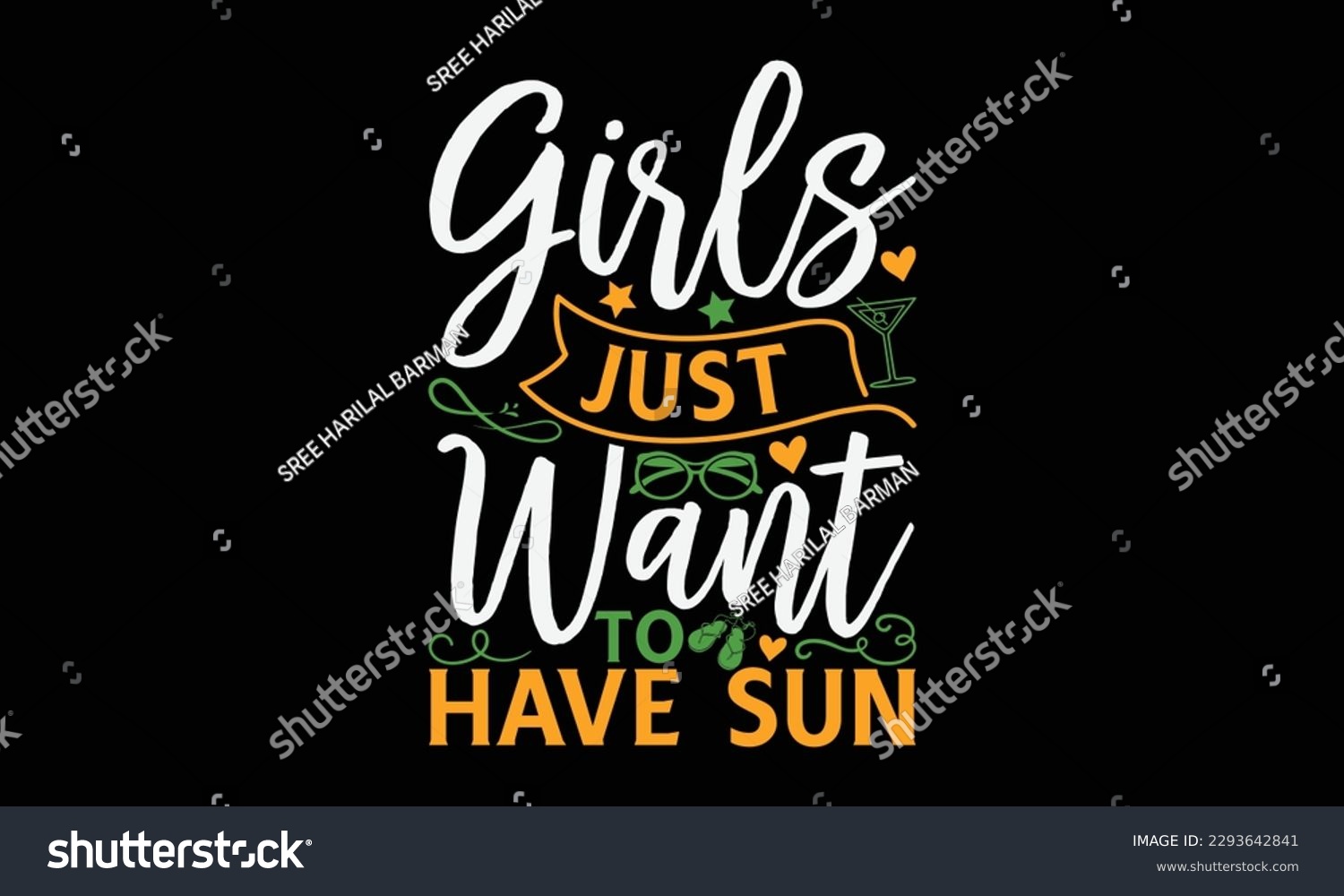 SVG of Girls just want to have sun - Summer Svg typography t-shirt design, Hand drawn lettering phrase, Greeting cards, templates, mugs, templates, brochures, posters, labels, stickers, eps 10. svg