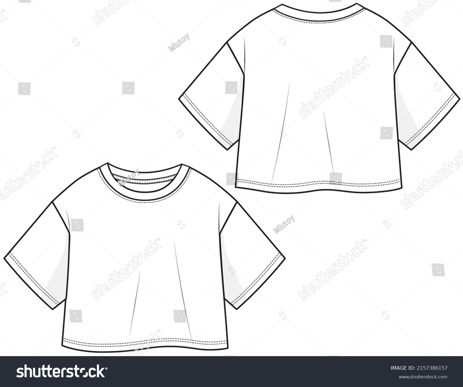 Girls Kids Oversized Cropped T Shirt Stock Vector (Royalty Free ...