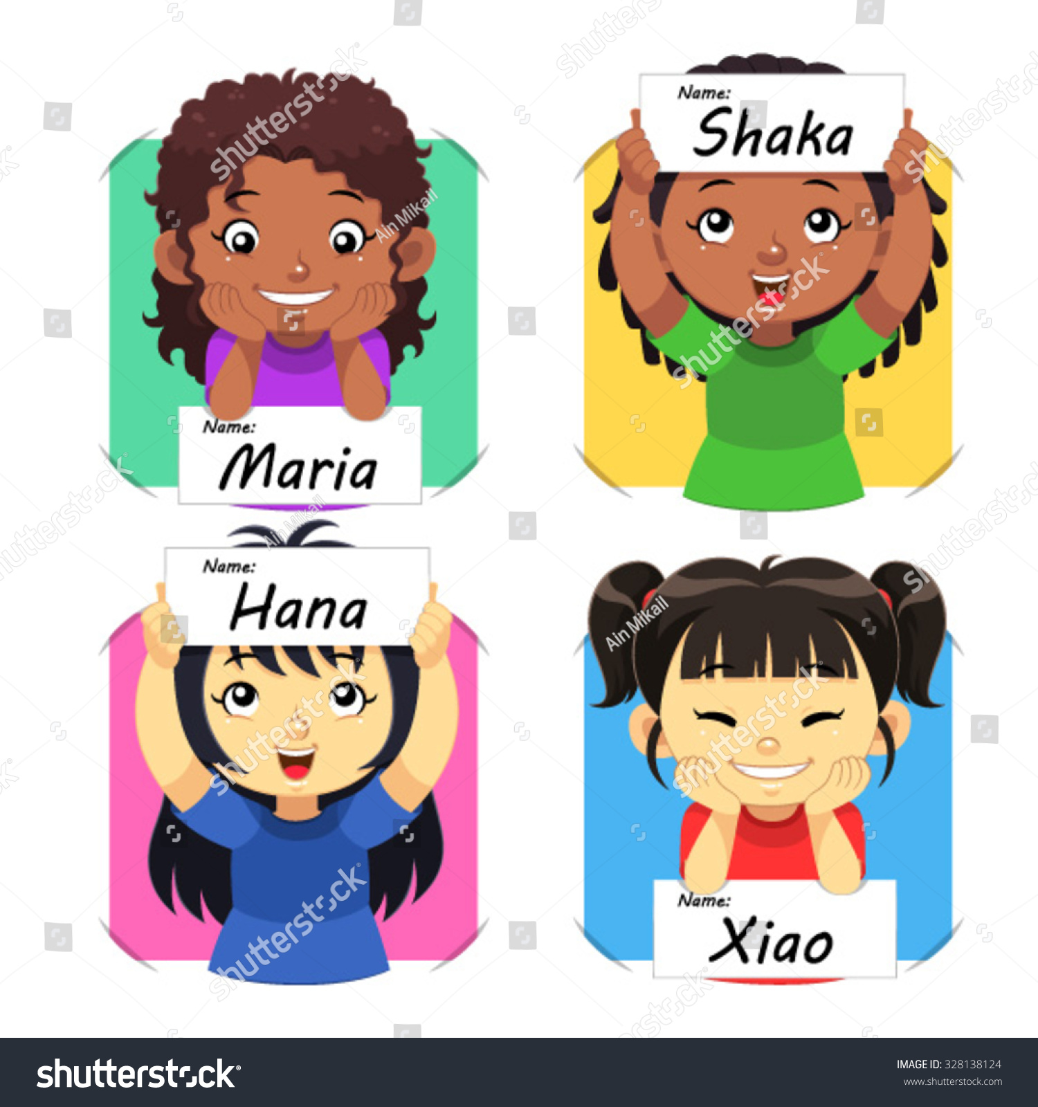 Girls Name 2 Girls Holding Their Stock Vector Royalty Free