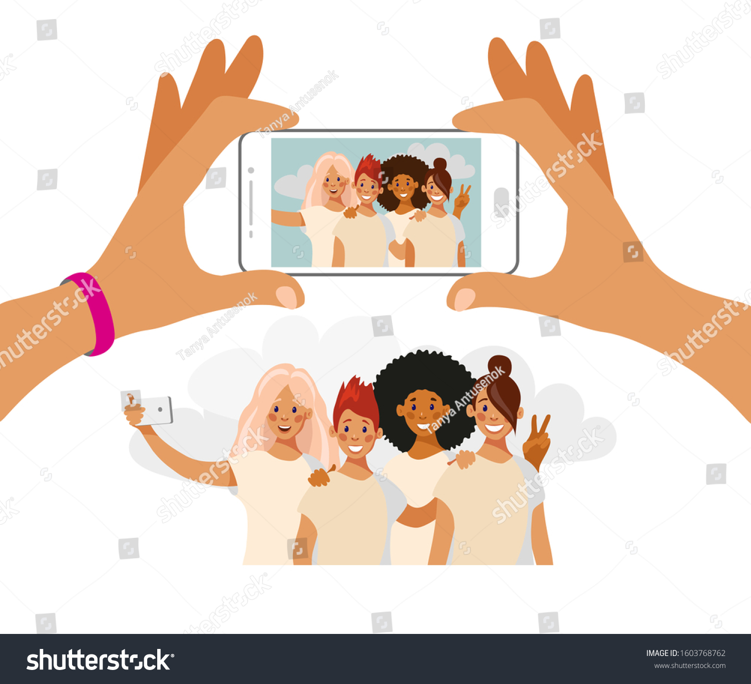 400 Best Friends Taking Selfie Stock Vectors Images And Vector Art