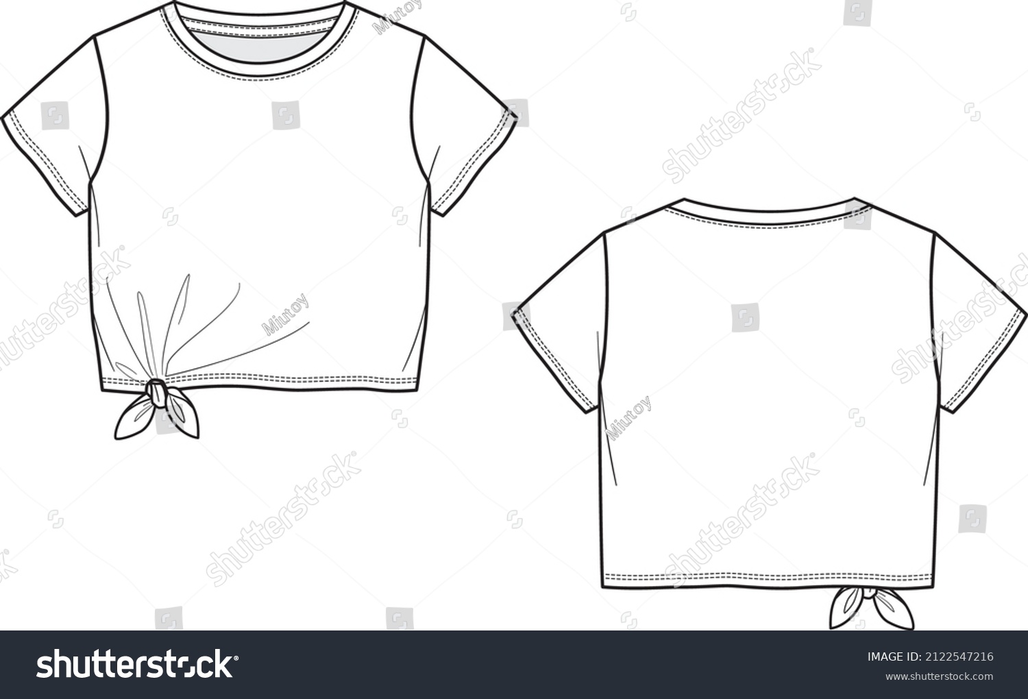 Girls Technical Black White Flat Sketch Stock Vector (Royalty Free ...