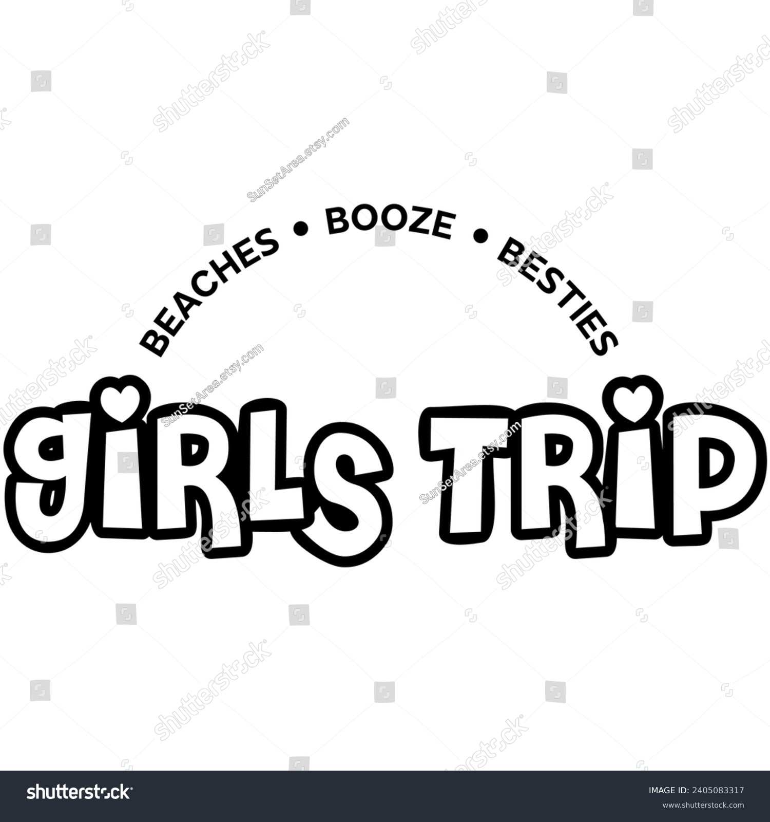 SVG of girls trip beaches booze besties black vector graphic design and cut file  svg