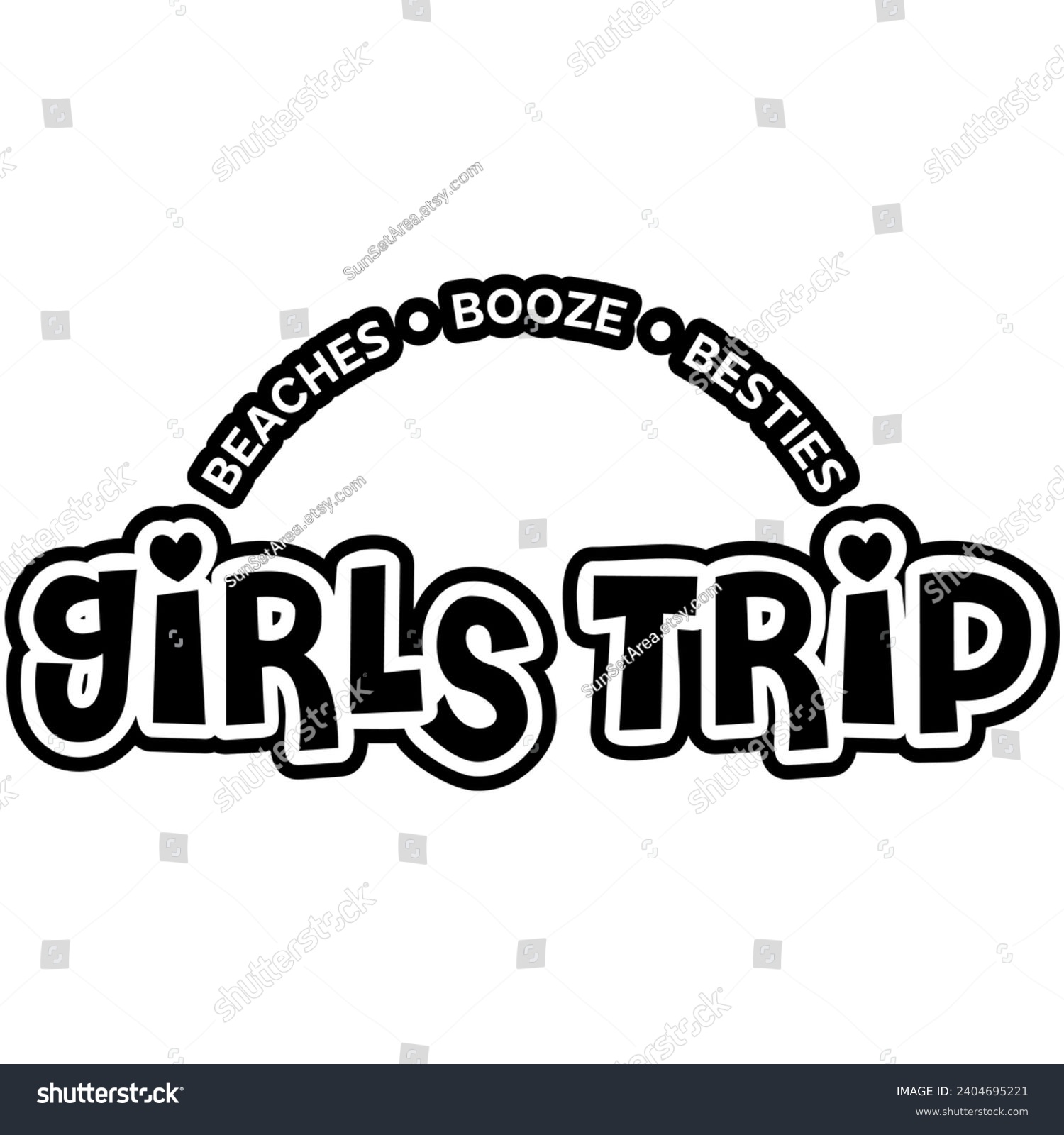 SVG of girls trip beaches booze besties black vector graphics and cut file svg