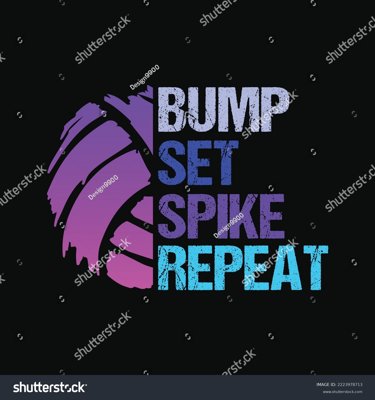 SVG of Girls Volleyball Bump Set Spike Repeat Blue Purple Teen svg cutting files svg