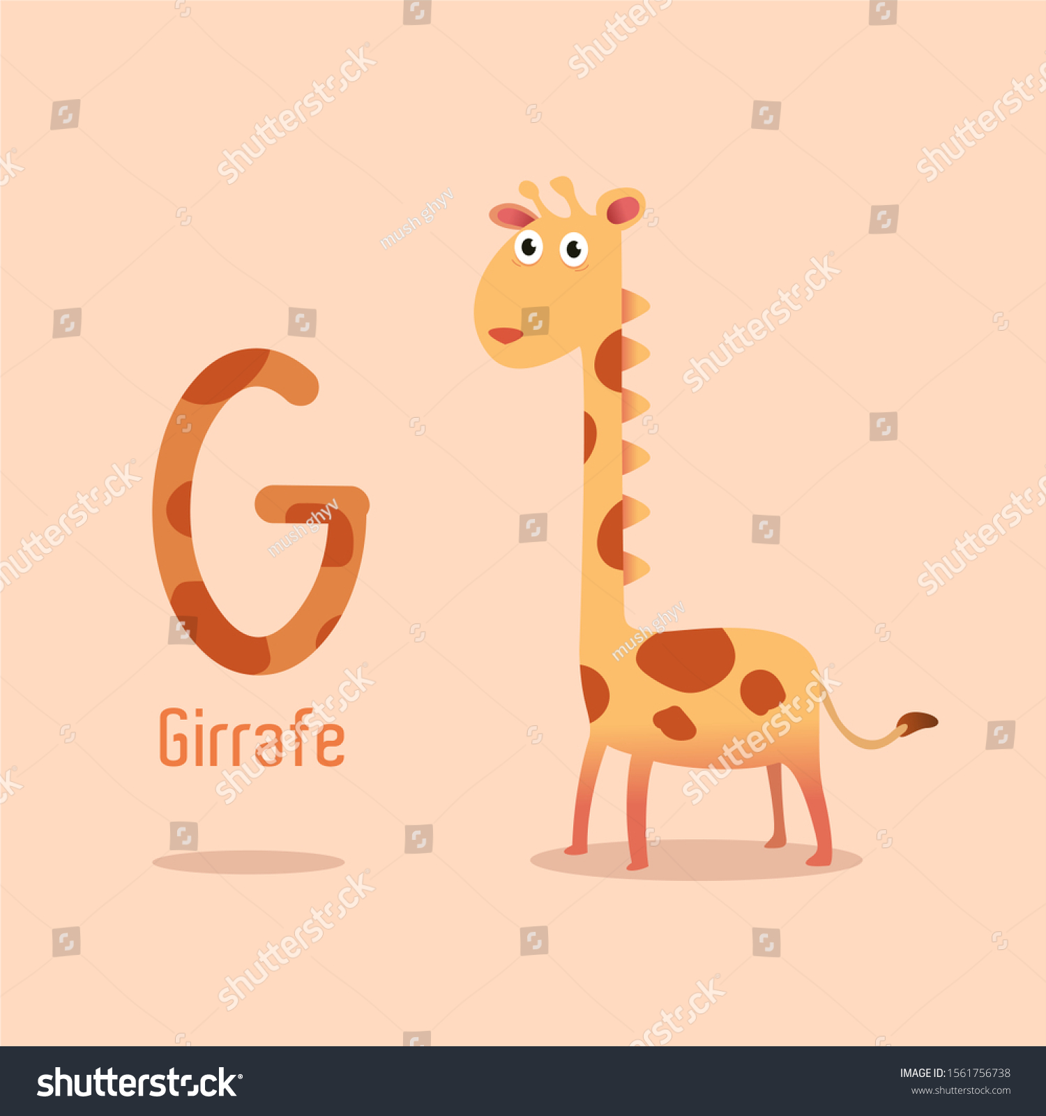 Girrafe Alphabet Children Education School Cute Stock Vector (Royalty ...