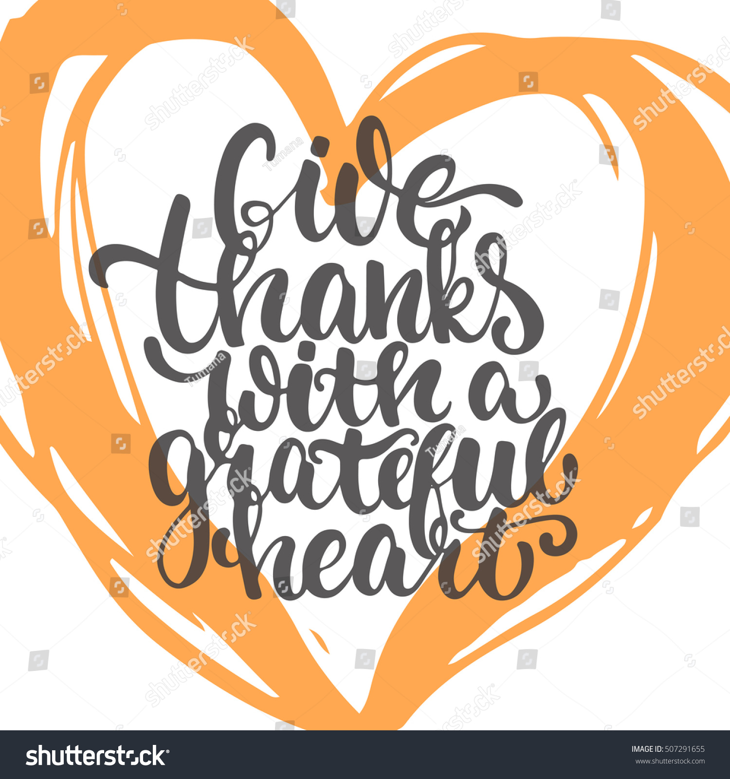 Give Thanks Grateful Heart Thanksgiving Day Vector De Stock Libre De Regalías 507291655