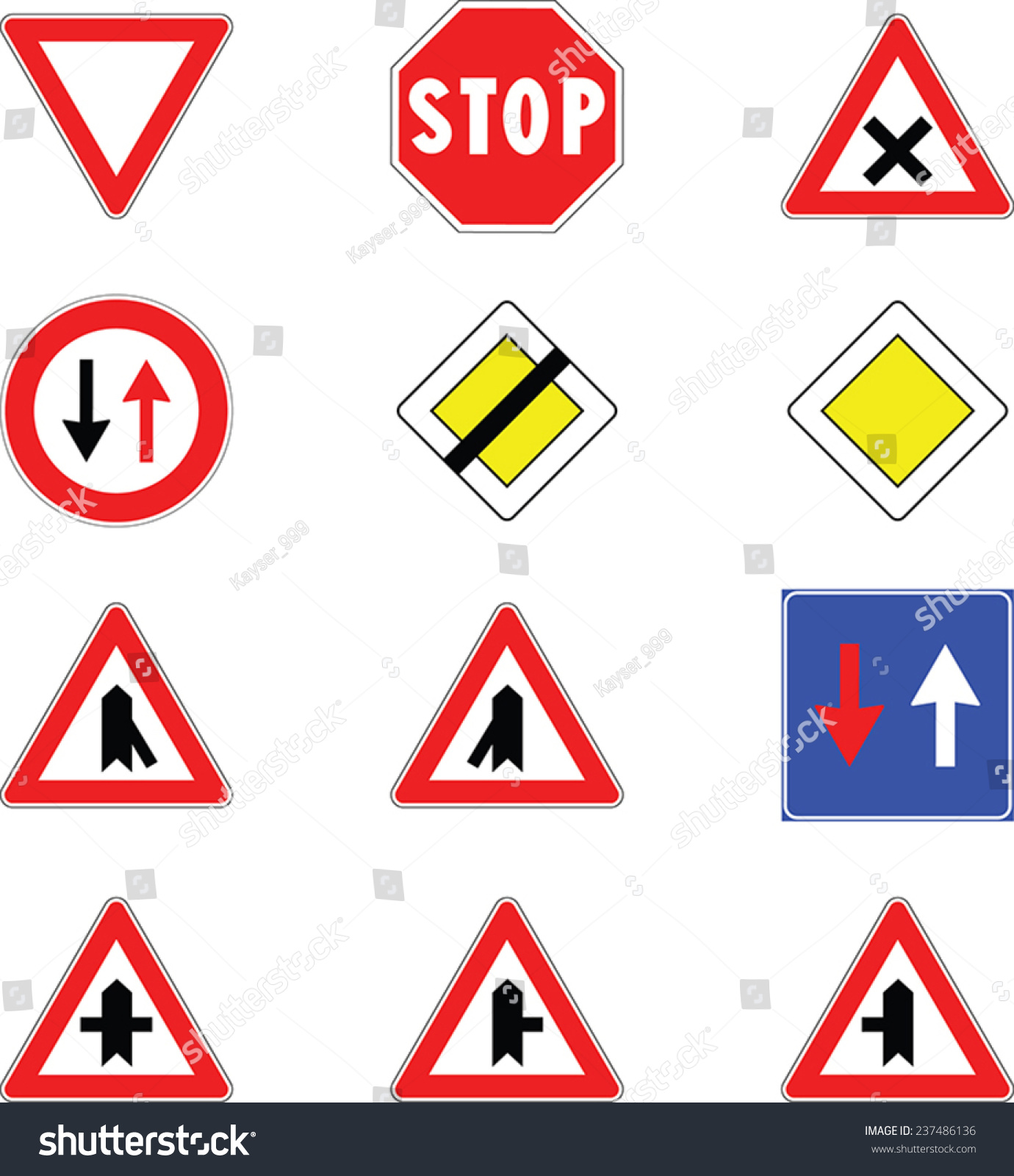 Give Way Road Signs Stock Vector Illustration 237486136 : Shutterstock