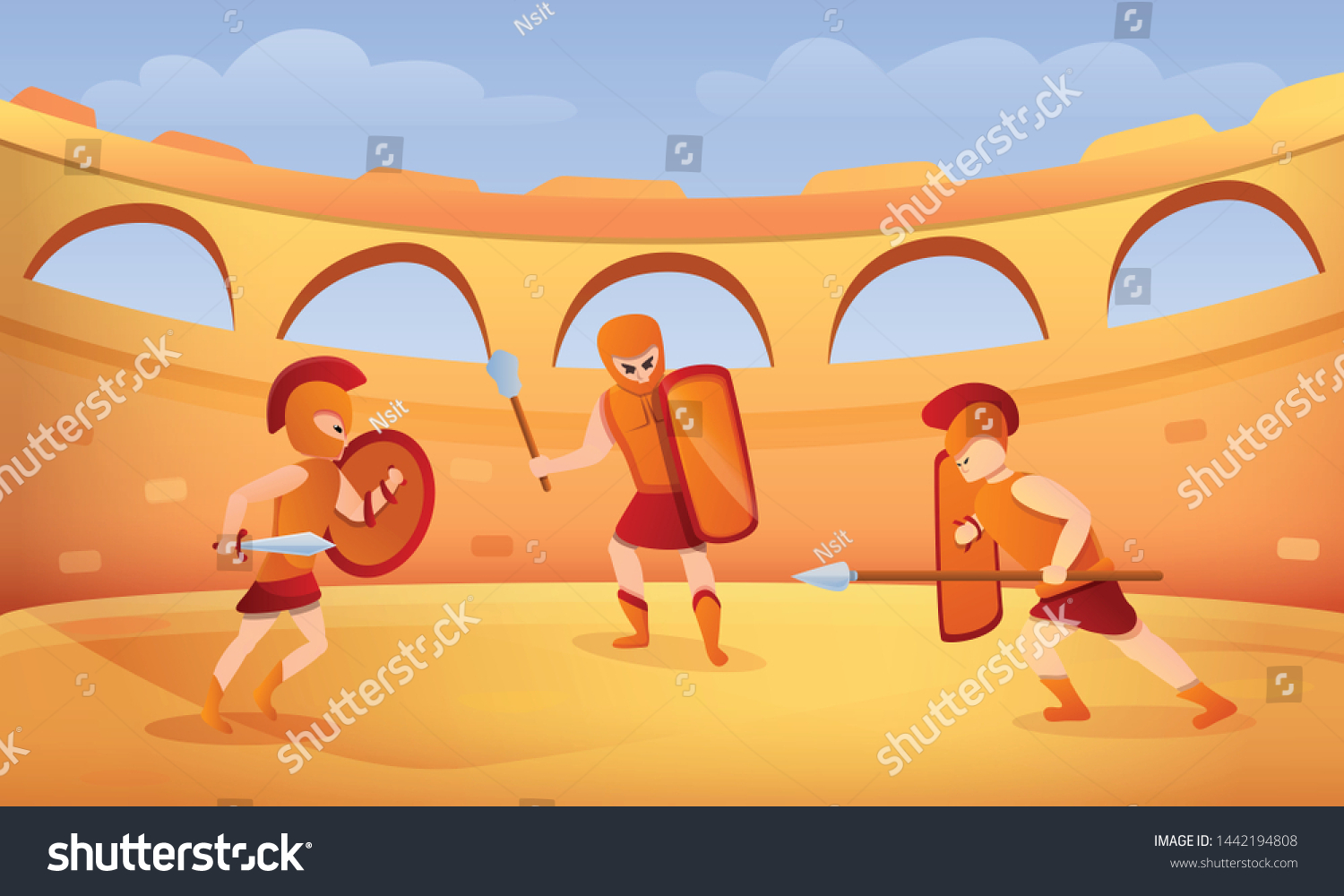 Gladiator Concept Banner Cartoon Illustration Gladiator Stock Vector ...