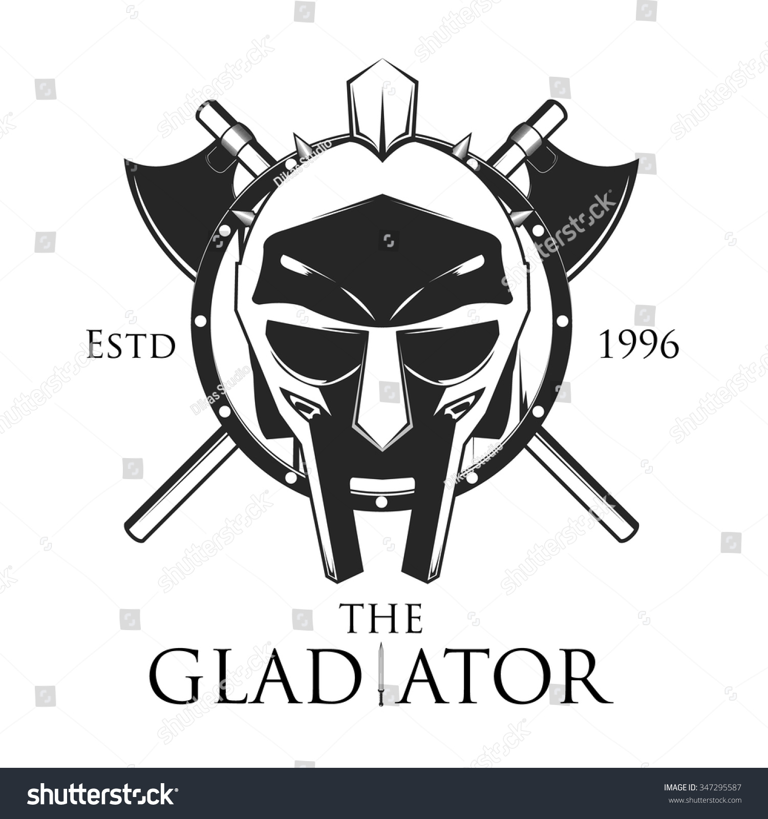 Gladiator Shield With Crossed Axe Vector Illustration, Logo Design ...