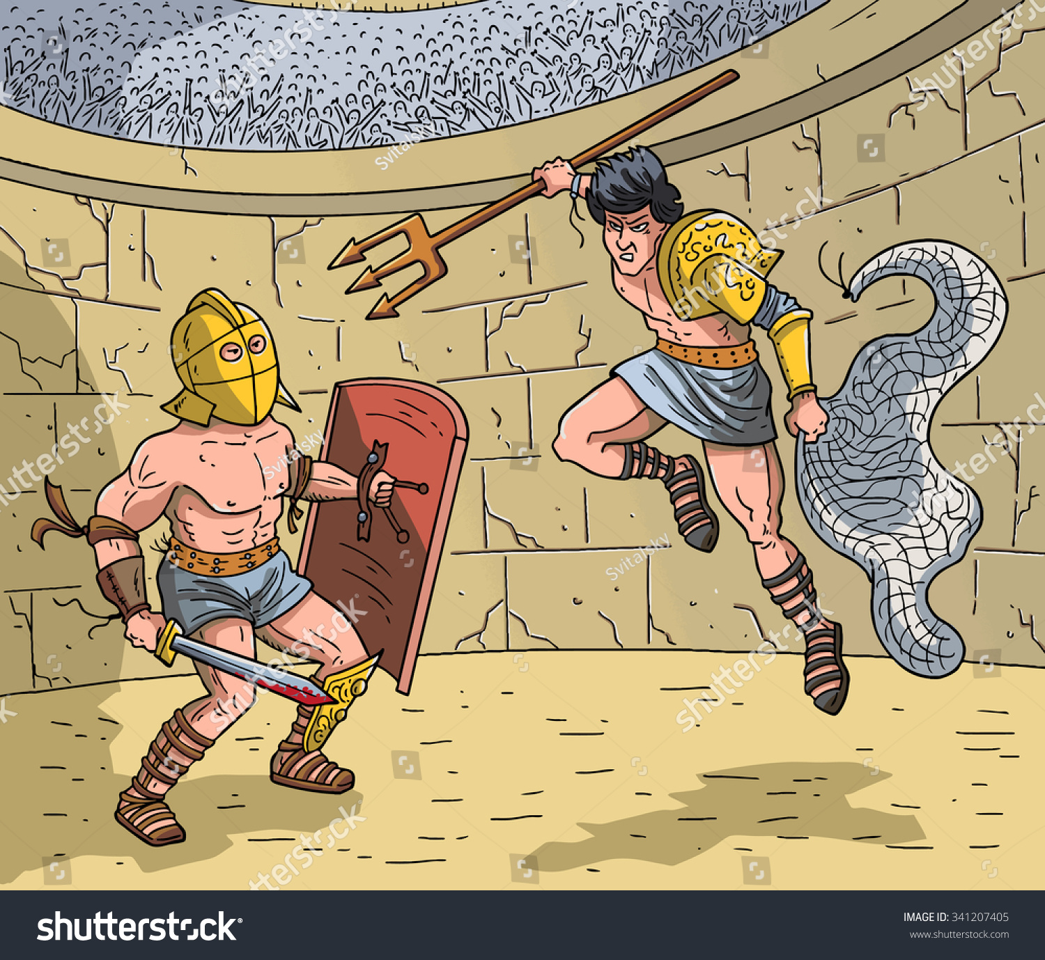 Gladiator Warriors Fight Arena Colosseum Freedom Stock Vector 341207405 ...