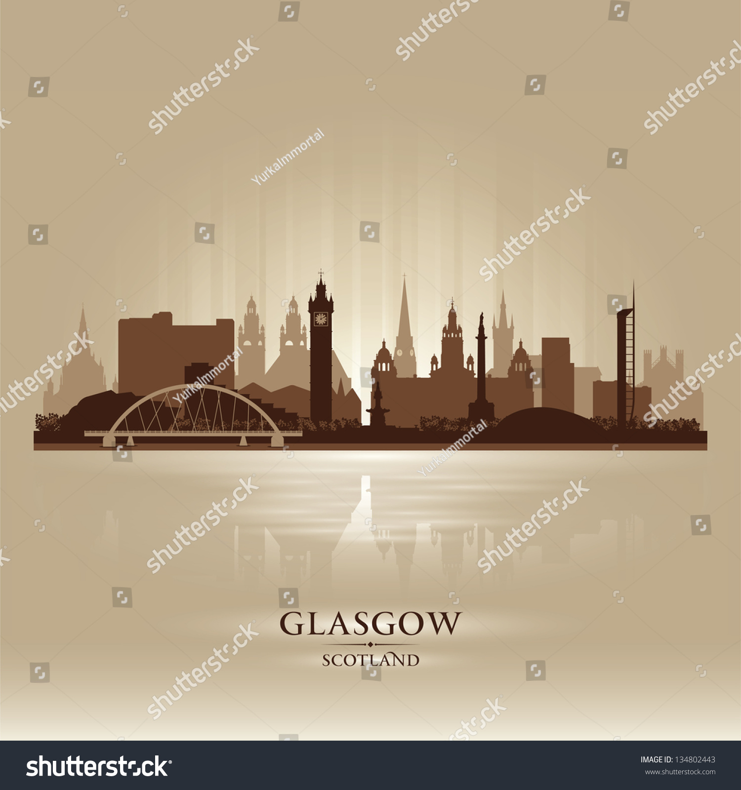 Glasgow Scotland Skyline City Silhouette Vector Stock Vector 134802443 ...