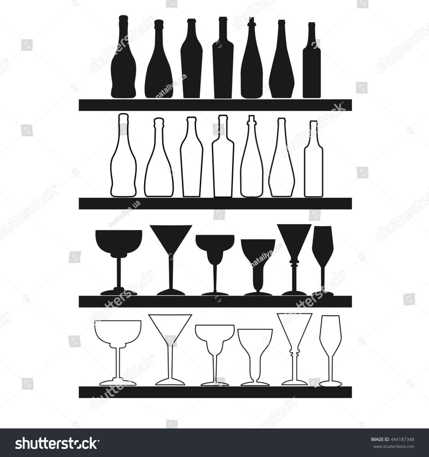 Glass Bottle Vector Silhouette Collection Set: Vector De Stock (libre ...