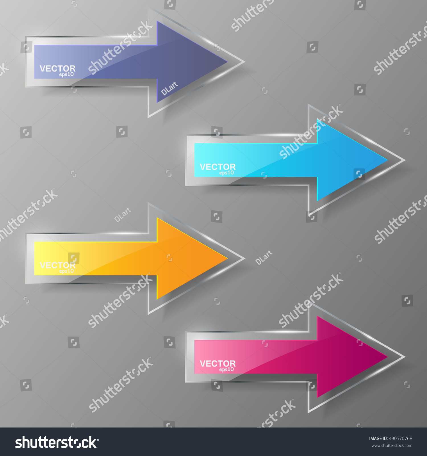 Glass Arrows Set Vector Illustration Stock Vector 490570768 Shutterstock