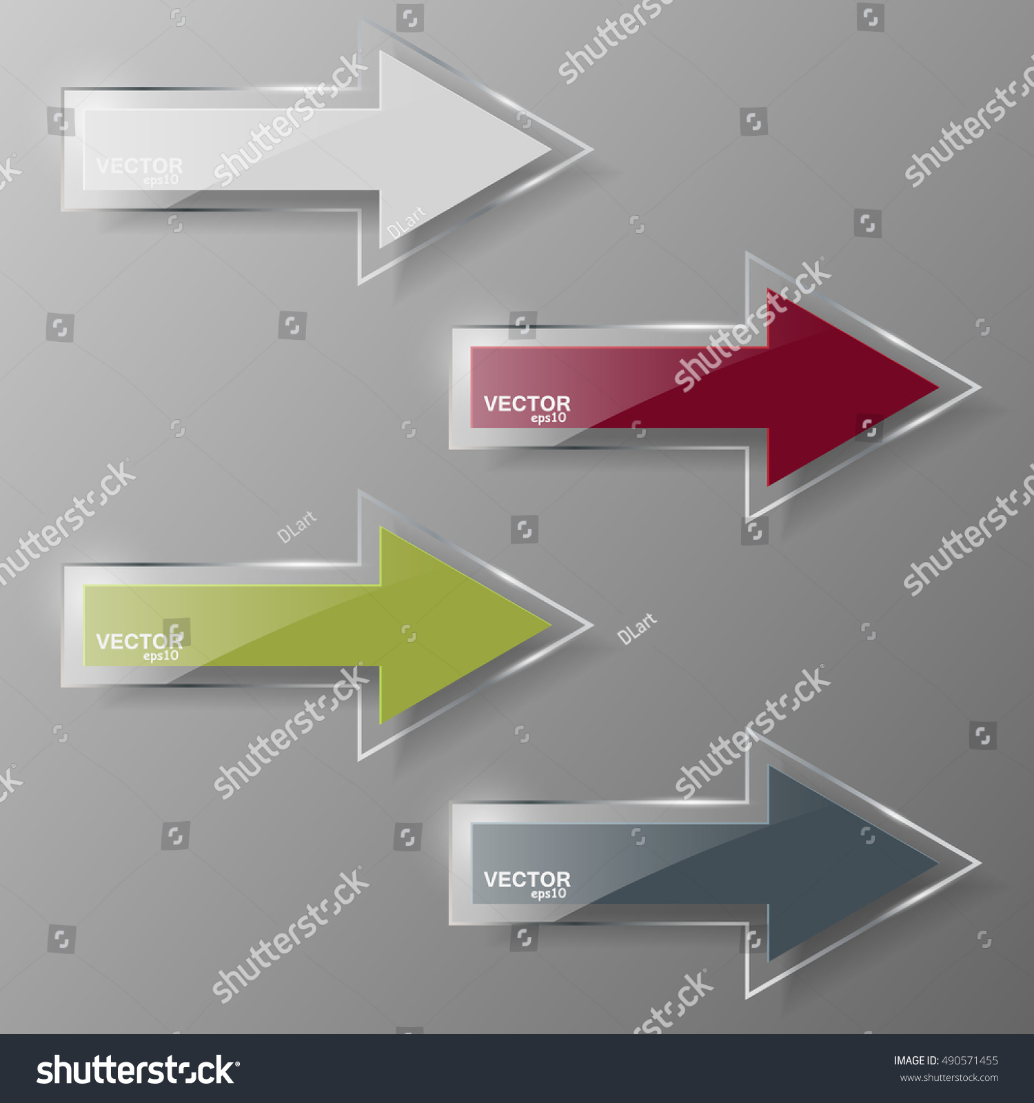Glass Arrows Set. Vector Illustration. 490571455 Shutterstock