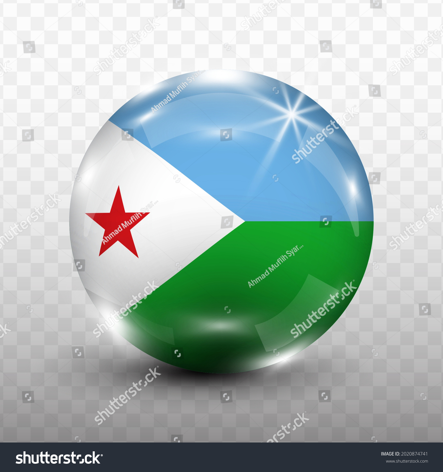SVG of Glass Ball Flag of Djibouti with transparent background(PNG), Vector Illustration. svg