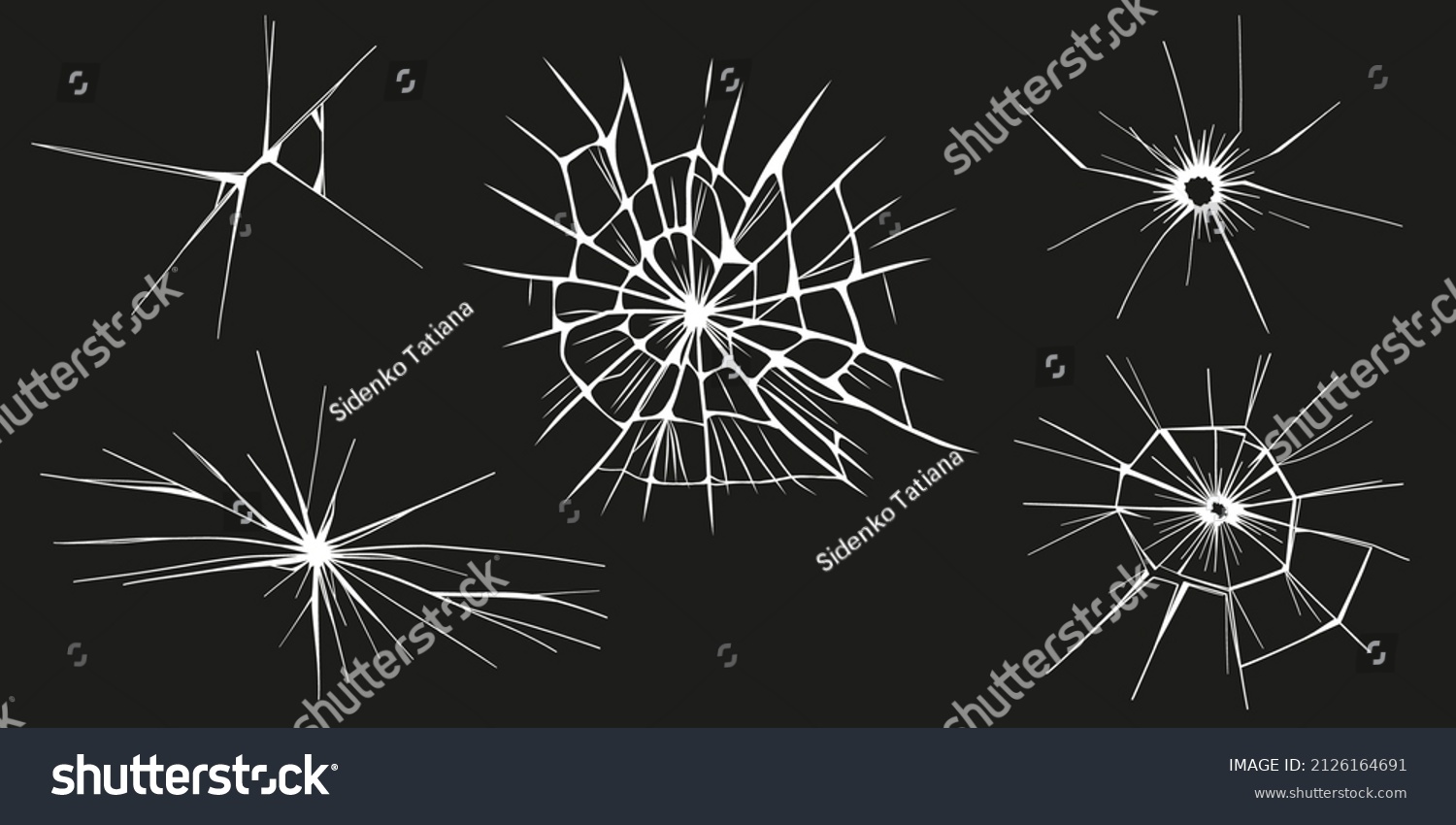 SVG of Glass cracks. Broken ice. Bullet marks on transparent surface, electronic display, window. Vector sketch illustration. svg