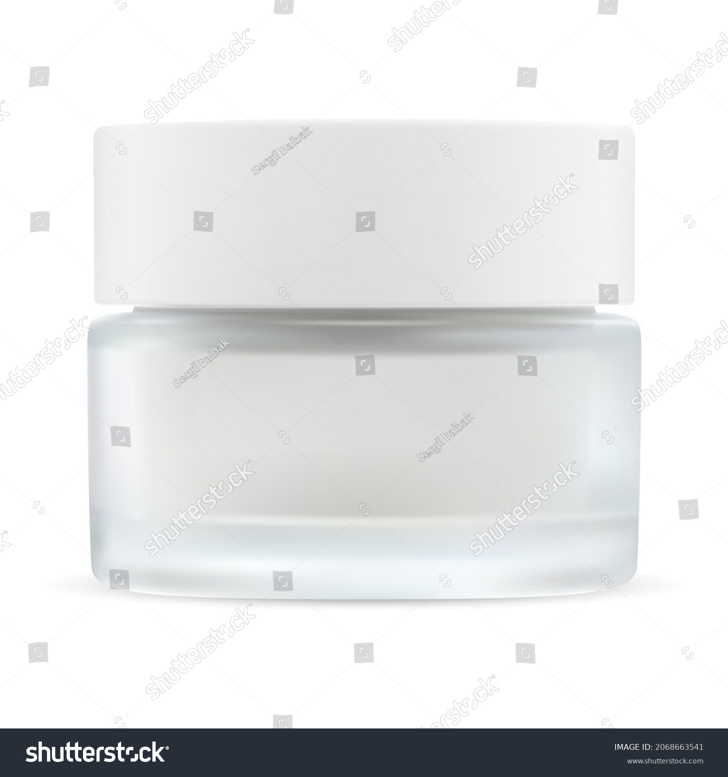 SVG of Glass cream jar. Cosmetic cream container blank. White plastic cap glass pot mockup illustration. Round skin blush powder or gel tin template mock up. Creme jar no label, logo for your brand svg