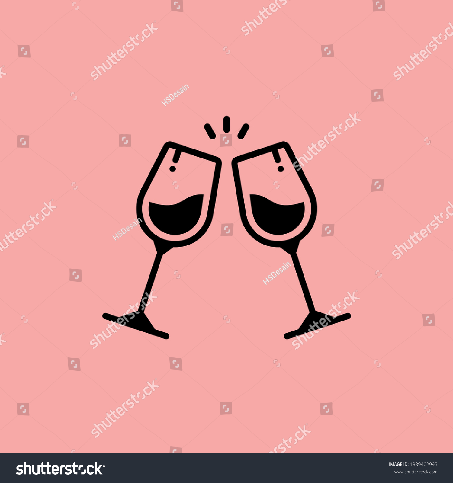 Glass Cups Cheers Icons Wine Icon Stock Vector Royalty Free