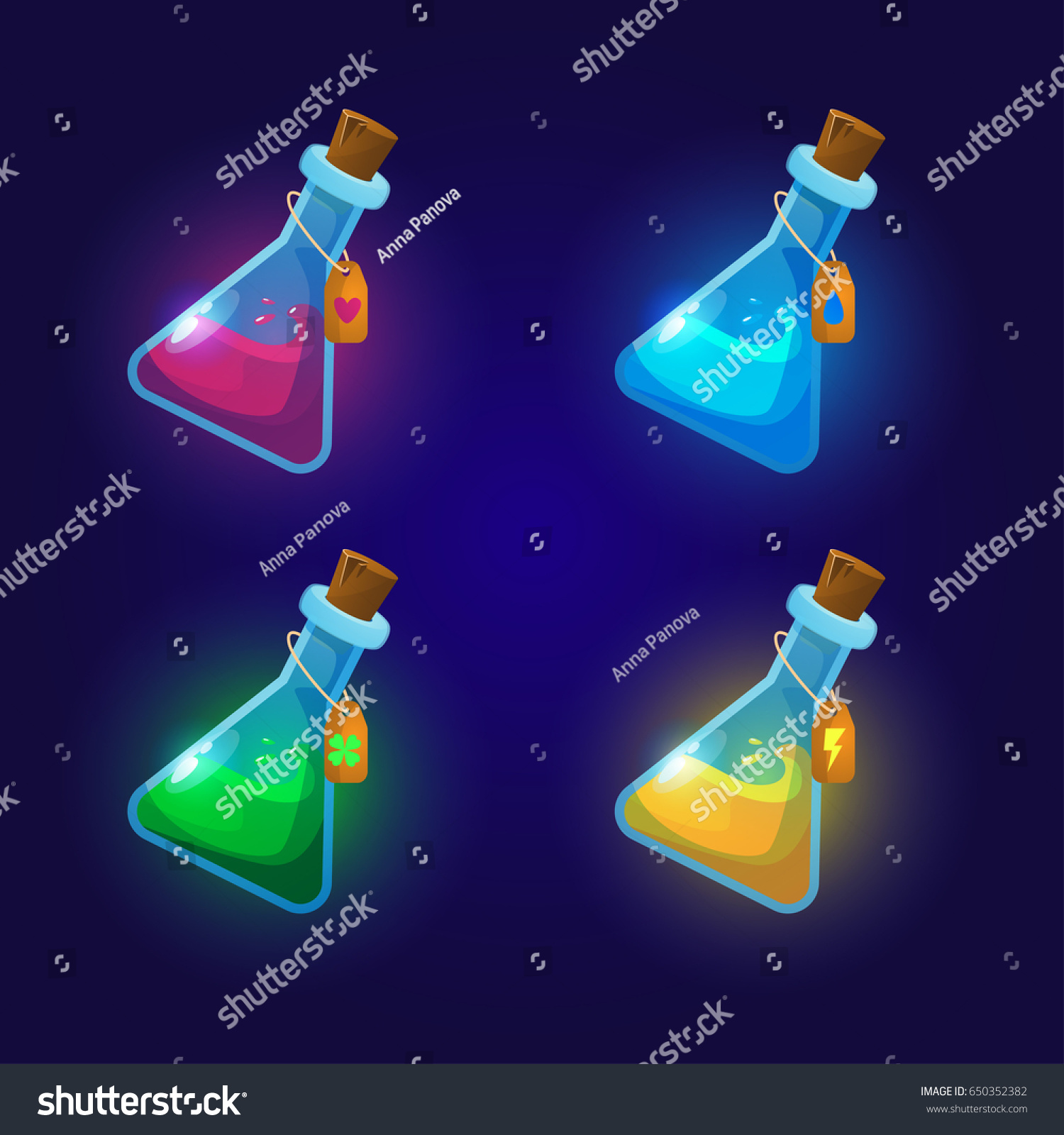 Glass Flasks Bottles Game Design Elements Stock Vector (Royalty Free