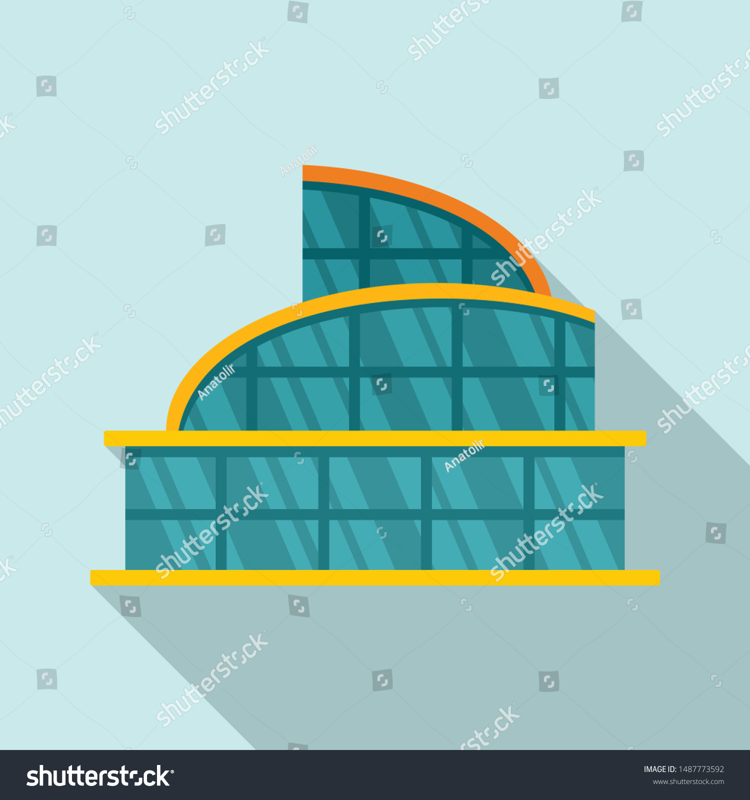 Glass Mall Icon Flat Illustration Glass Stock Vector (Royalty Free ...