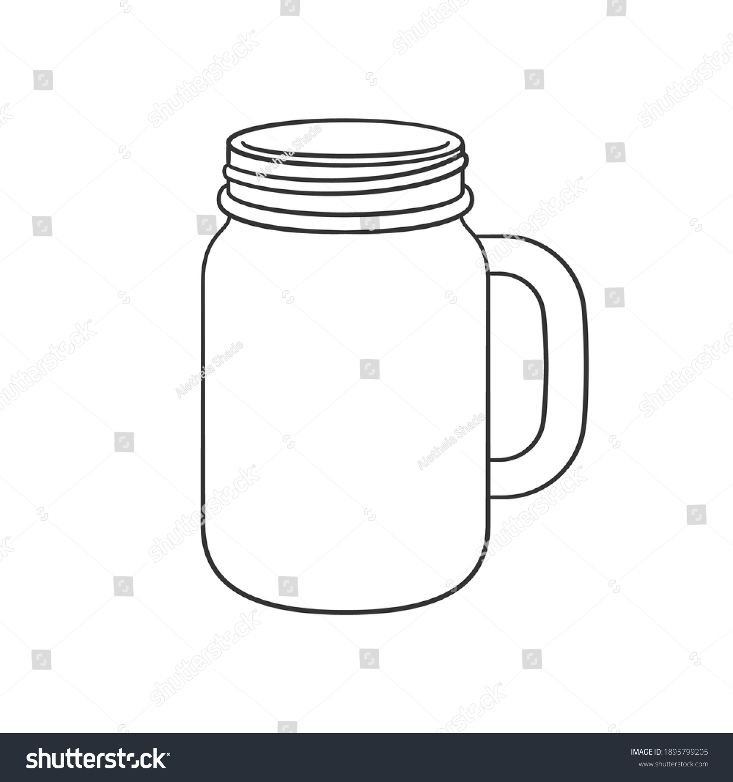 recommend clip art: Glass mason jar mug outline line art clip art template. Simple flat vector illustration design.