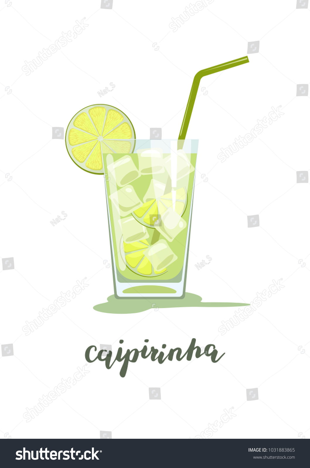 Glass Caipirinha Cocktail Straw Vector Illustration Vector De Stock Libre De Regalías 4374