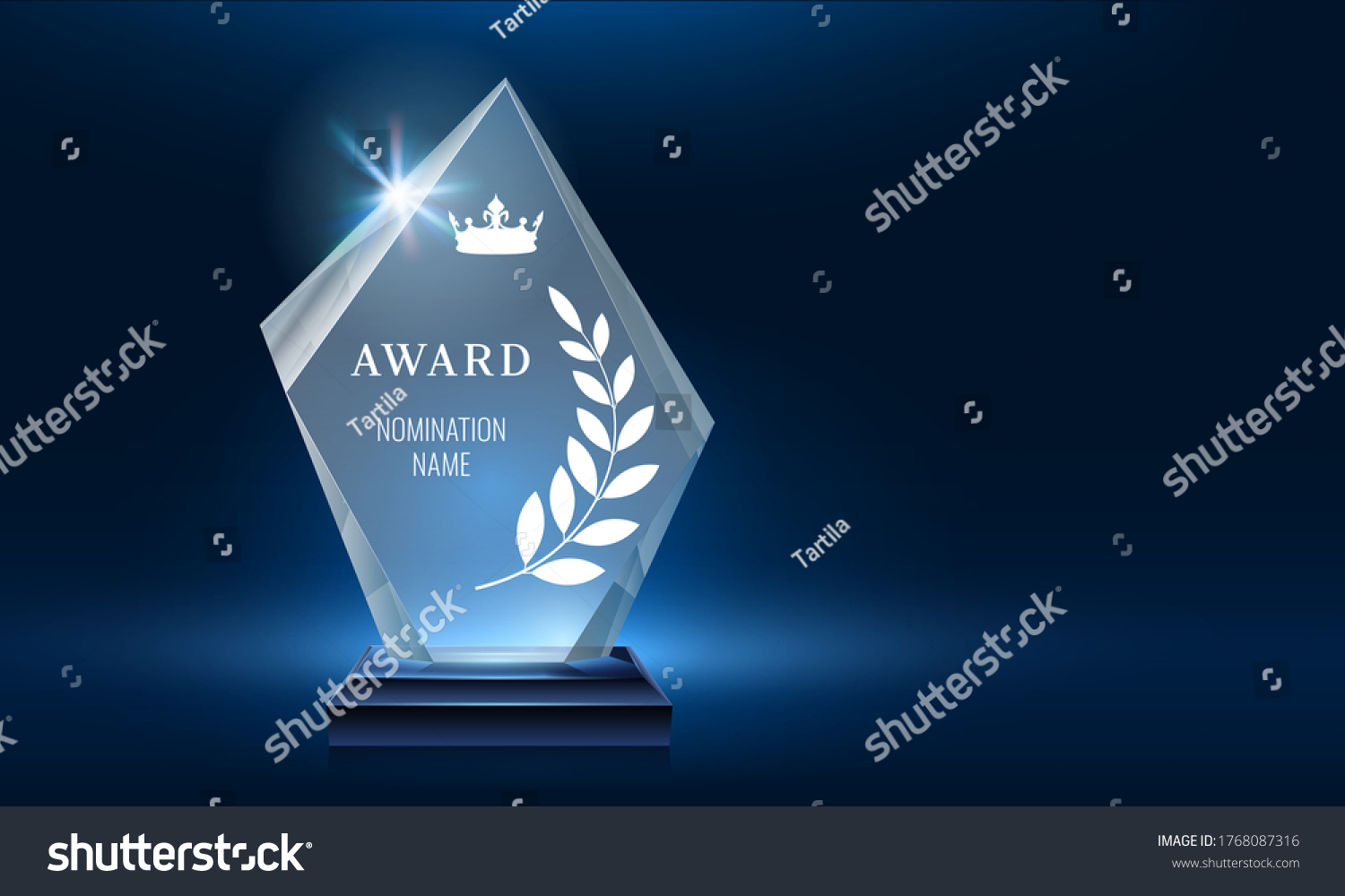 Glass Trophy Award Shining Light Realistic Stock Vector Royalty Free 1768087316 Shutterstock