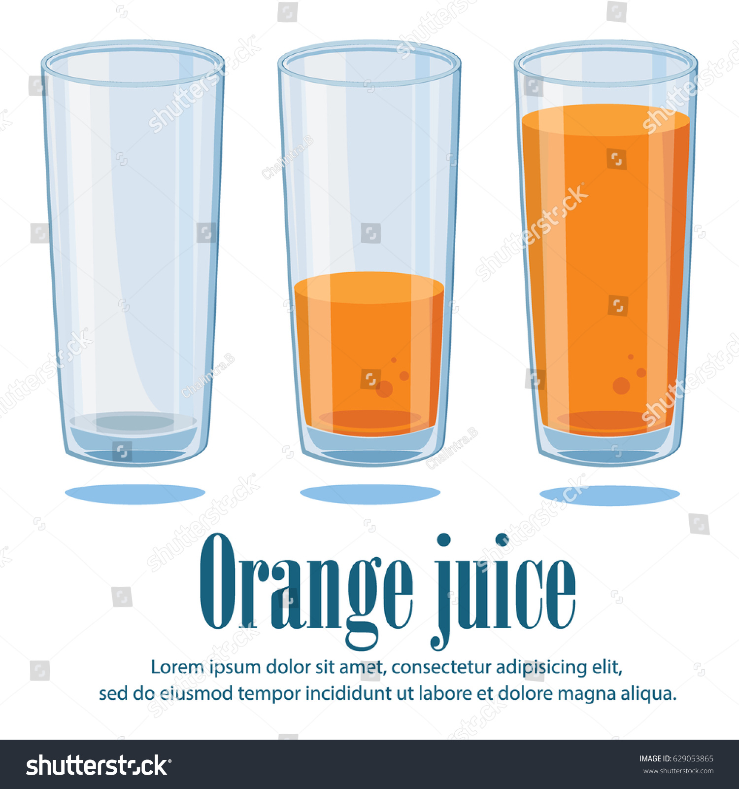 Glass Orange Juice Isolated Vector Illustration Stock Vector (Royalty