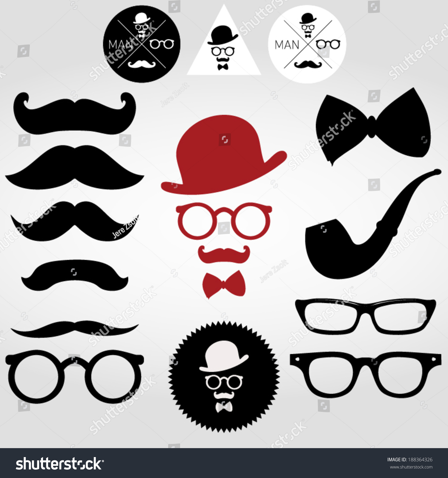 Glasses And Mustache Stock Vector Illustration 188364326 : Shutterstock