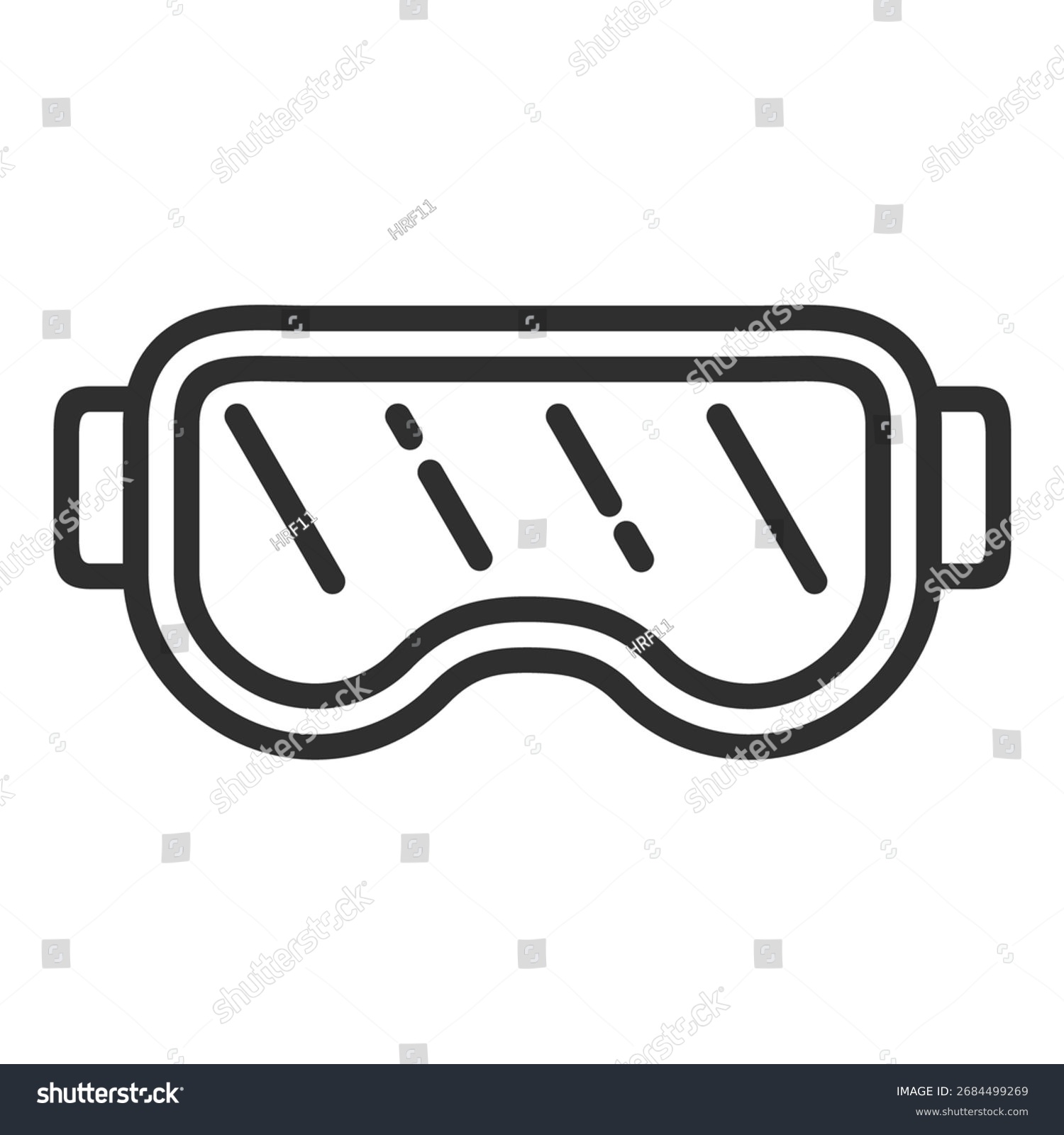 black goggles outline, safety glasses, protection clip art preview